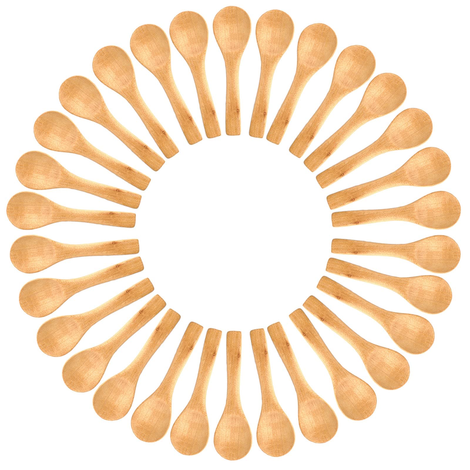 Small Wooden Spoons 50 PCS Mini Wooden Spoons for Body Scrubs/Sugar Scrubs/Spices/Ice Cream/Bath Salts, 3.93inch Little Wooden Spoon