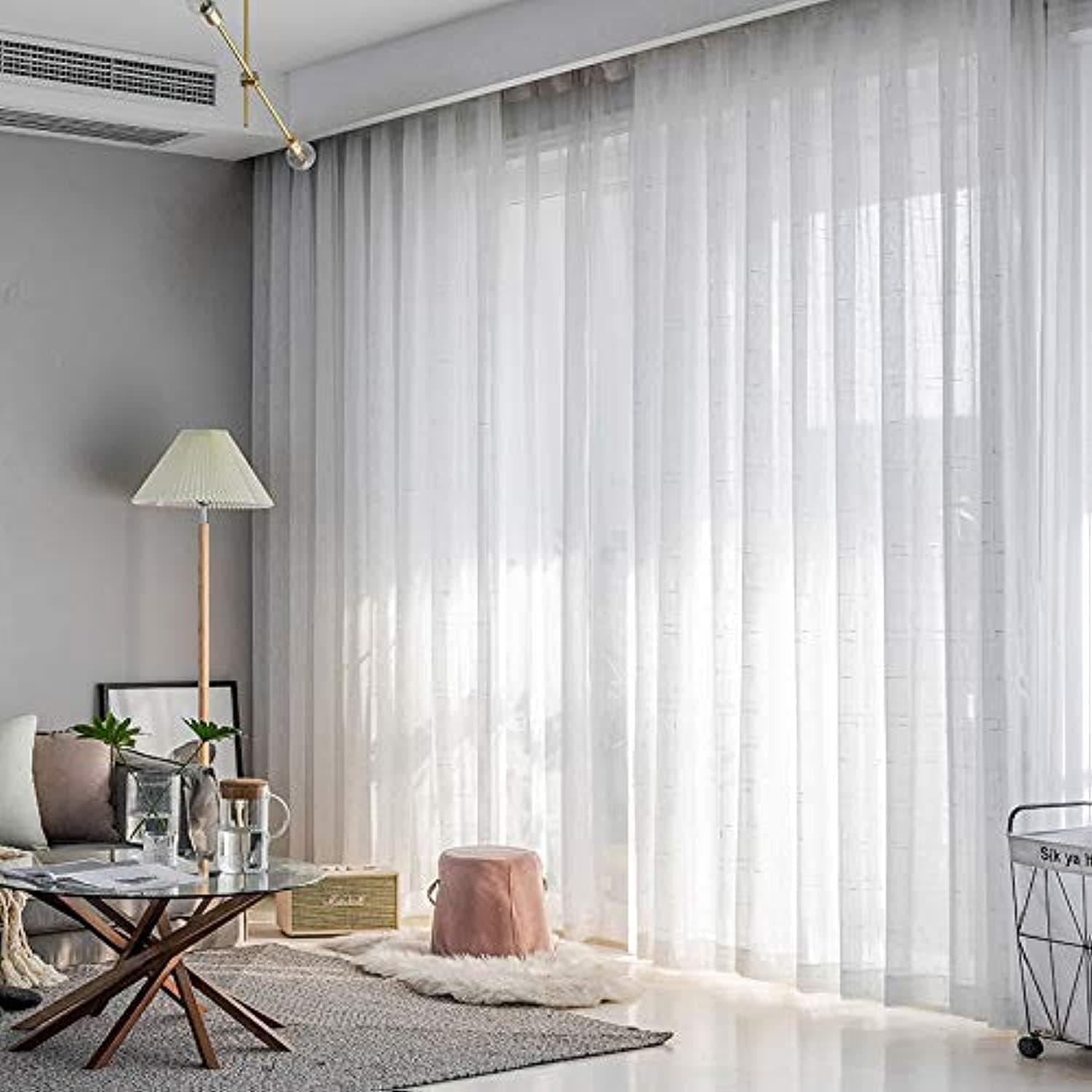 TTS Sheer Curtains with Ring Top (Silver Silk, W150 x L270cm)