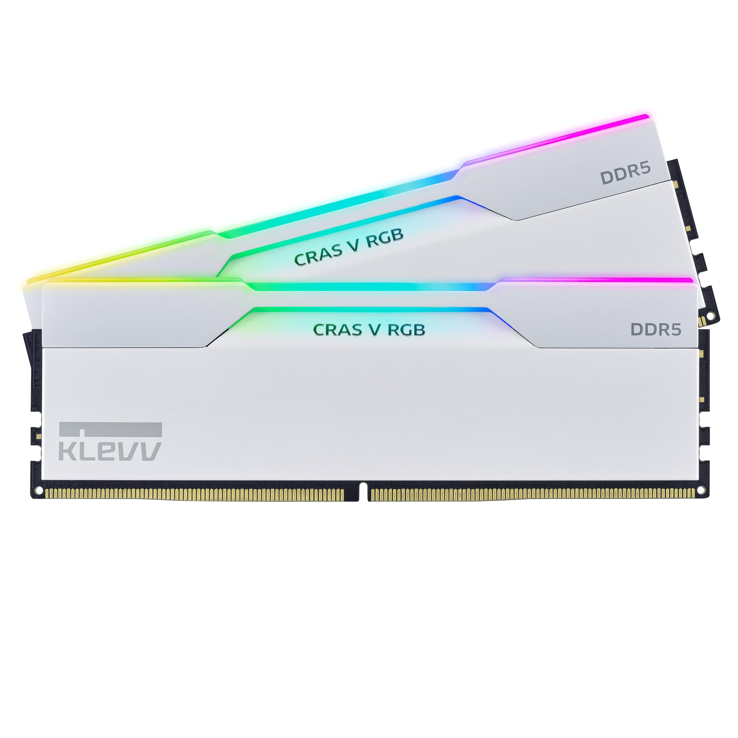 KLEVV CRAS V RGB DDR5 32GB (2x16GB) 6400MHz CL32 SK Hynix A-Die 1.35V Gaming Desktop Ram Memory XMP 3.0 / AMD Expo Ready - White (KD5AGUA80-64A320J)