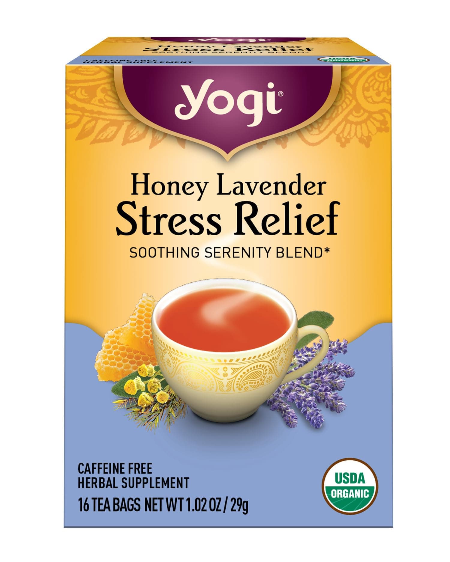 Yogi Teas / Golden Temple Tea Co Stress Relief Tea Honey Lavender, Honey Lavender 16 tea bags