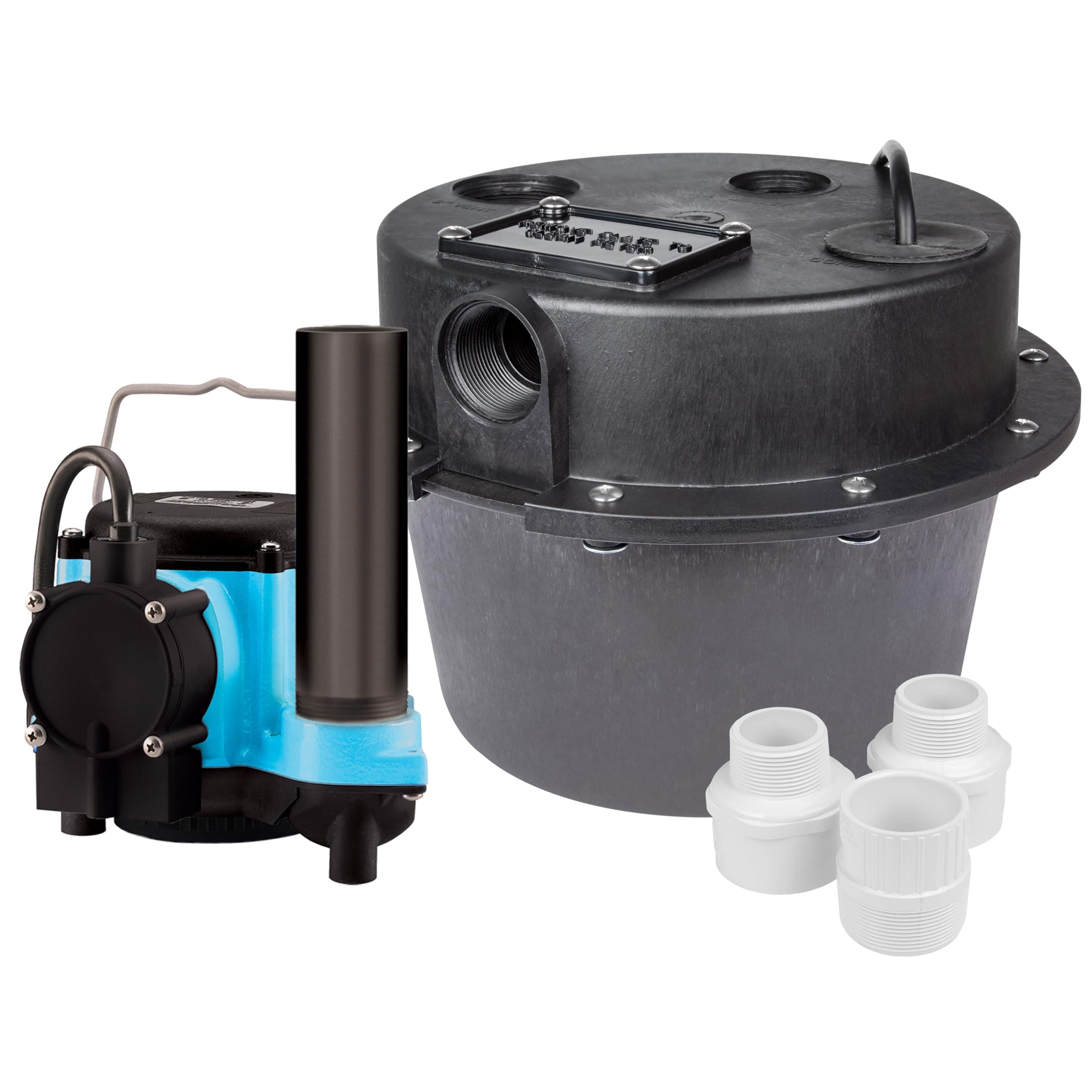 Little Giant WRSC-6 115-Volt, 1/3 HP, 2760 GPH Compact Under Sink Drainosaur Automatic Sump Pump/Basin System with 10-Ft. Cord, Black/Blue, 506065