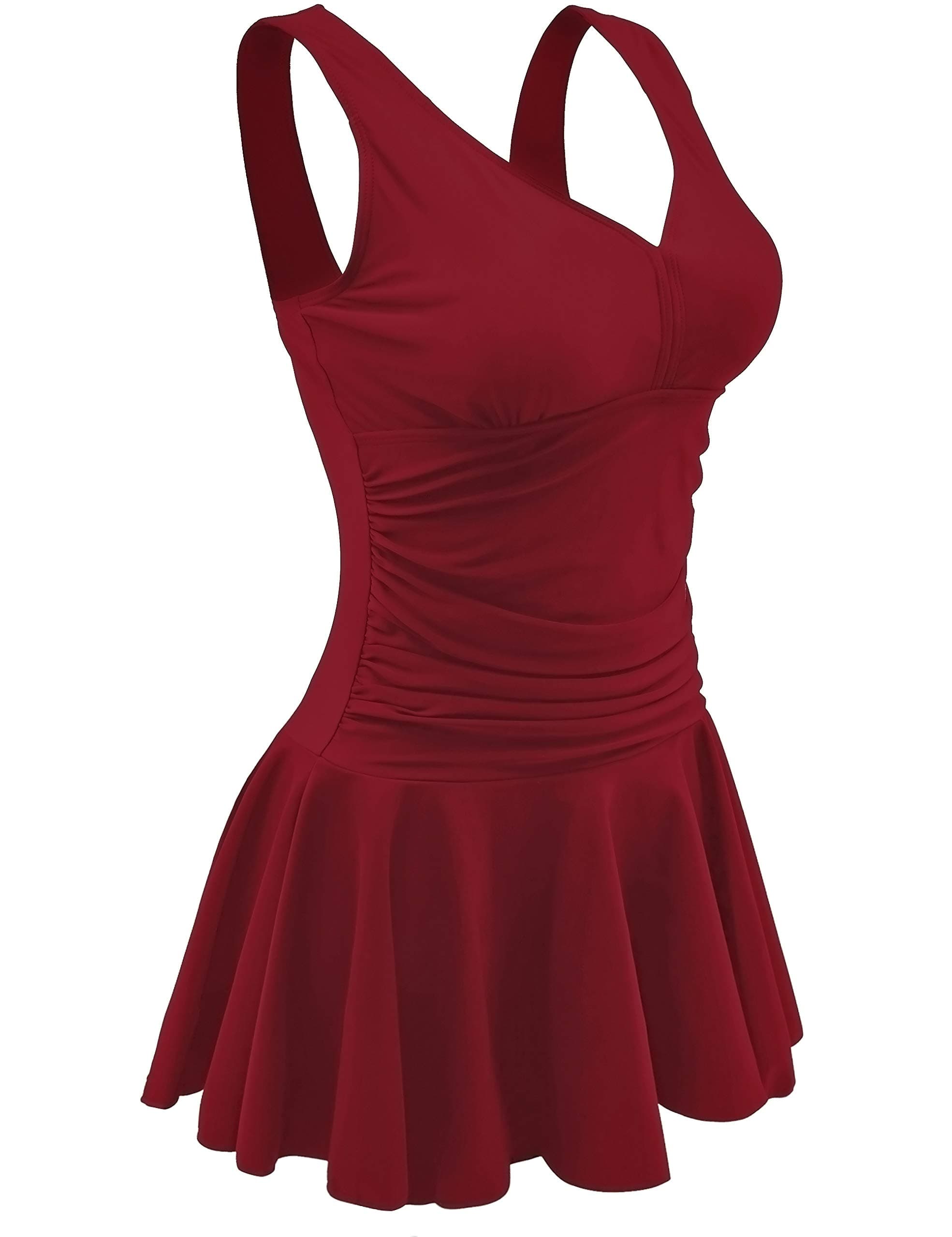 AONTUSPlus Size Hawaiin Swimsuits for Women Swimwear Long Torso Tummy Control Swimdress