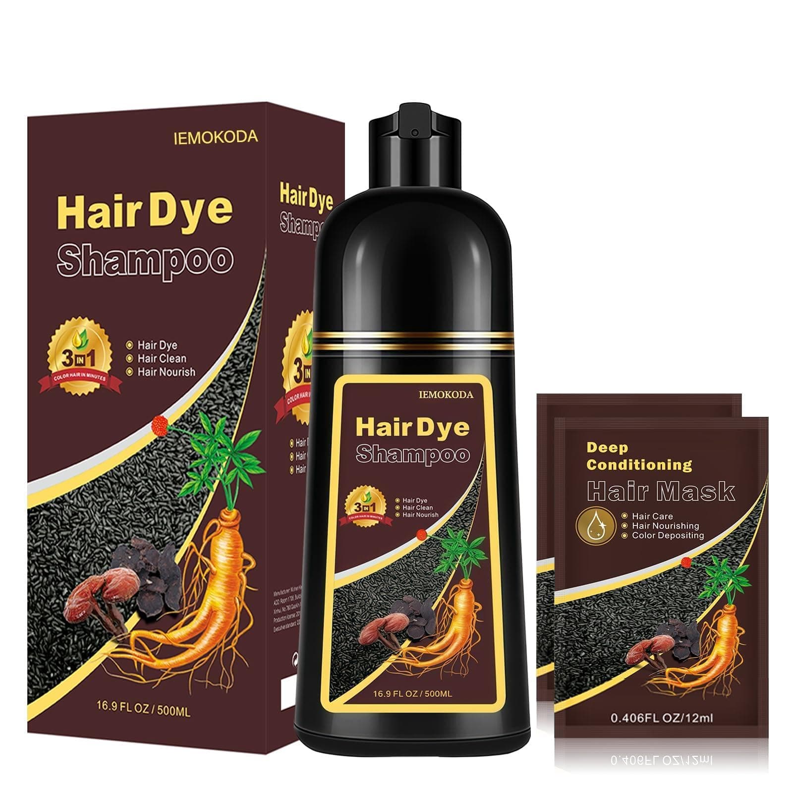 Fvquhvo Instant Black Hair Shampoo Hair Color Shampoo for Gray Hair, 16.9 Fl ...
