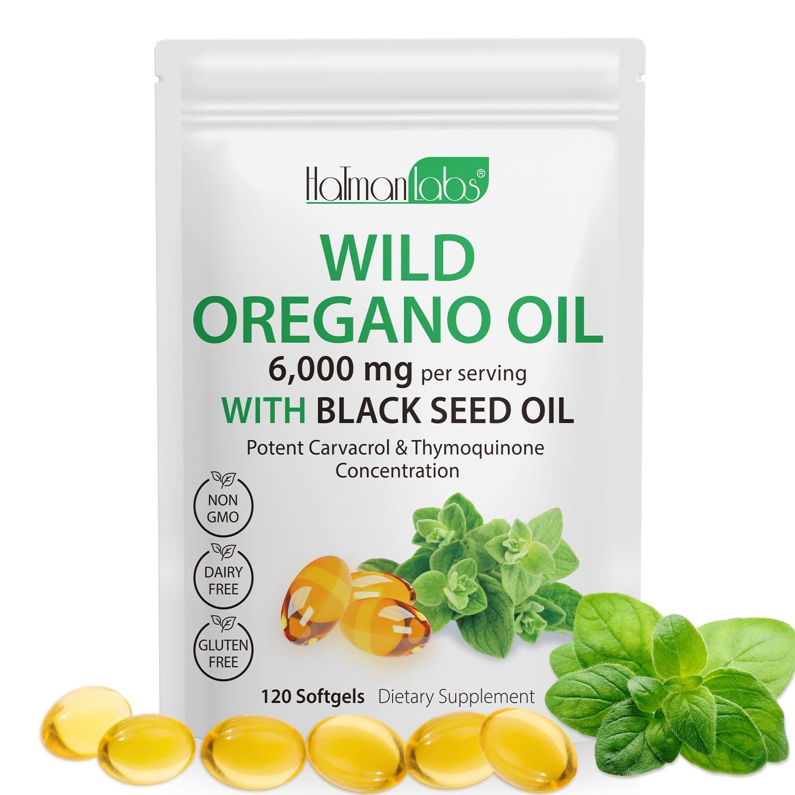 Oregano Oil 120 Softgels - 2 in 1 6000mg Oil of Oregano with Black SeedOil 200mg - 165mg Carvacrol -Natural & Non GMO -High Potency Immune and Digestive Support