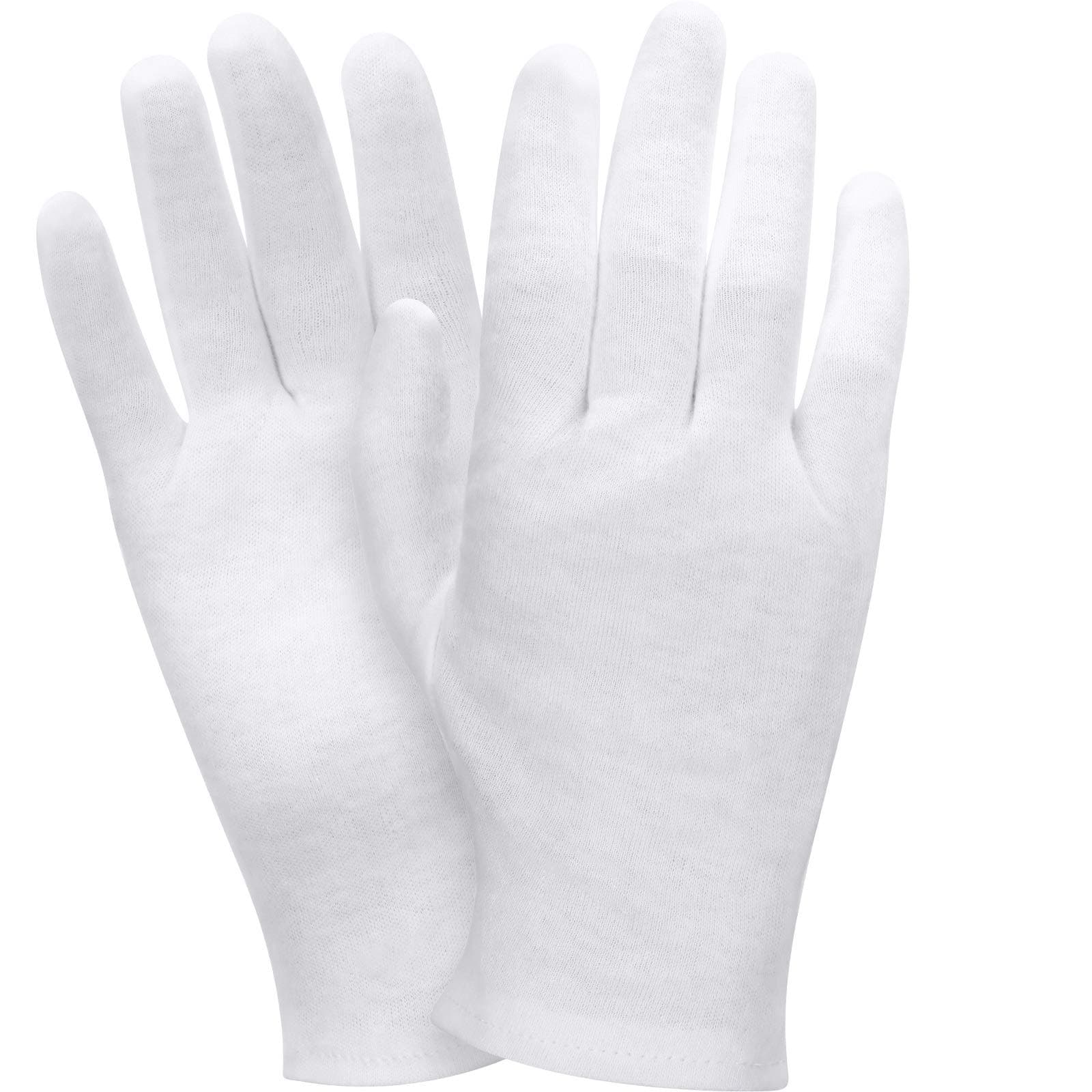 SATINIOR Cotton Gloves - Moisturizing, Soft Elastic Skincare Gloves for Women with Dry Hands - Jewelry Inspection and More, One Size Fits Most (Large, White)