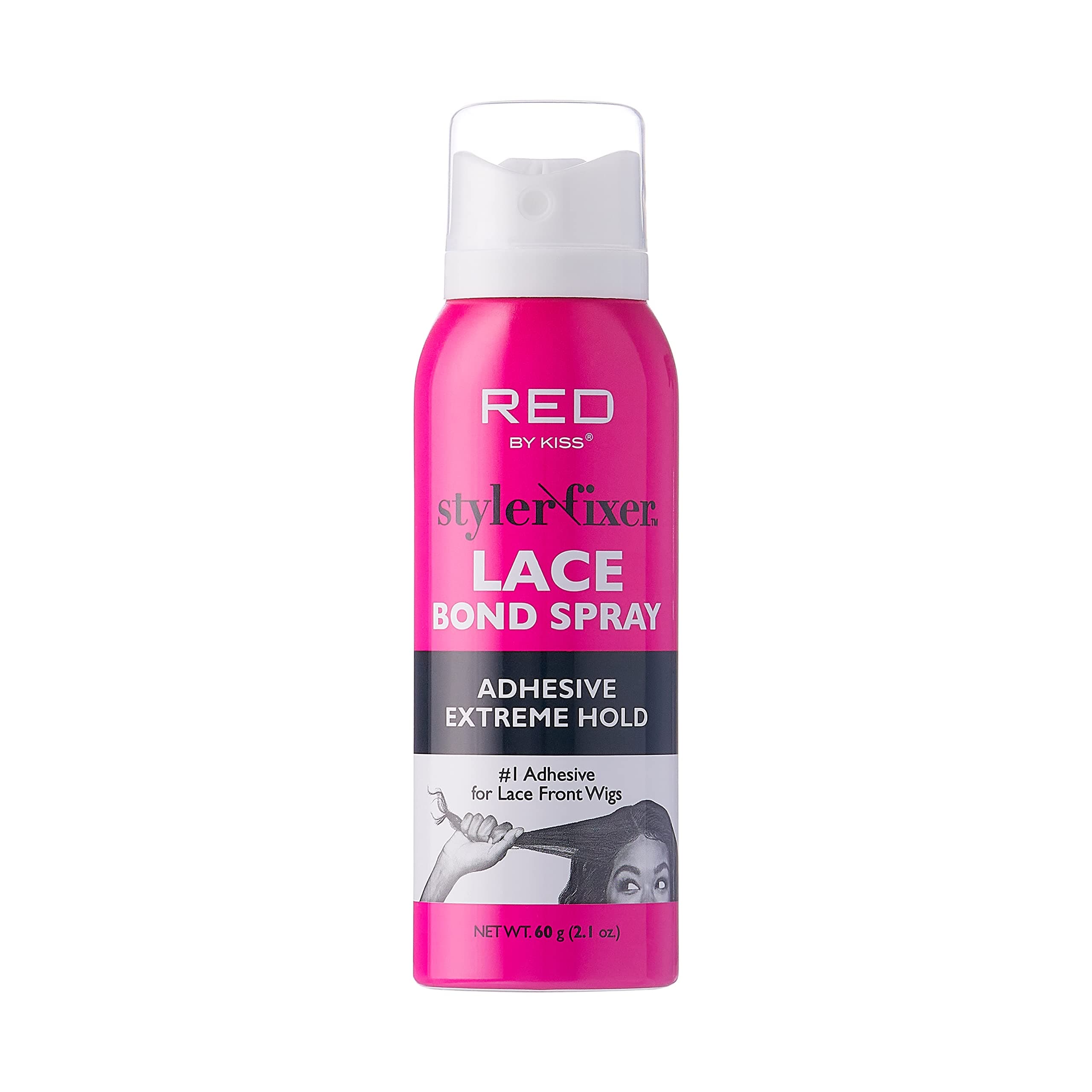 Red by Kiss Hair Glue Spray Adhesive for Lace Front Wigs Extreme Hold, Bold Hold Lace Glue, Hair spray for Hair Styling Extra Hold, 2oz