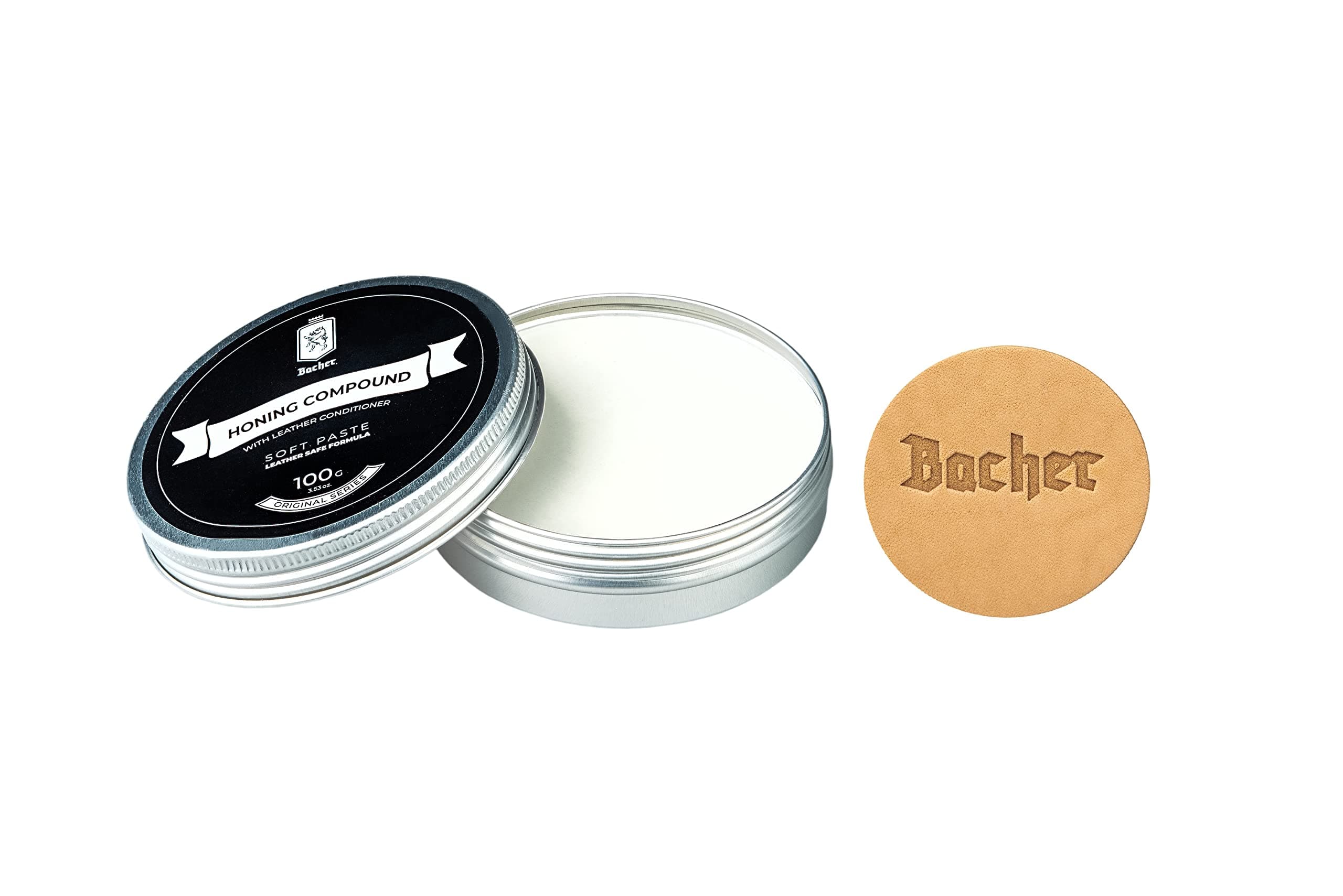 BACHER Honing Compound with Leather Conditioner 100g white