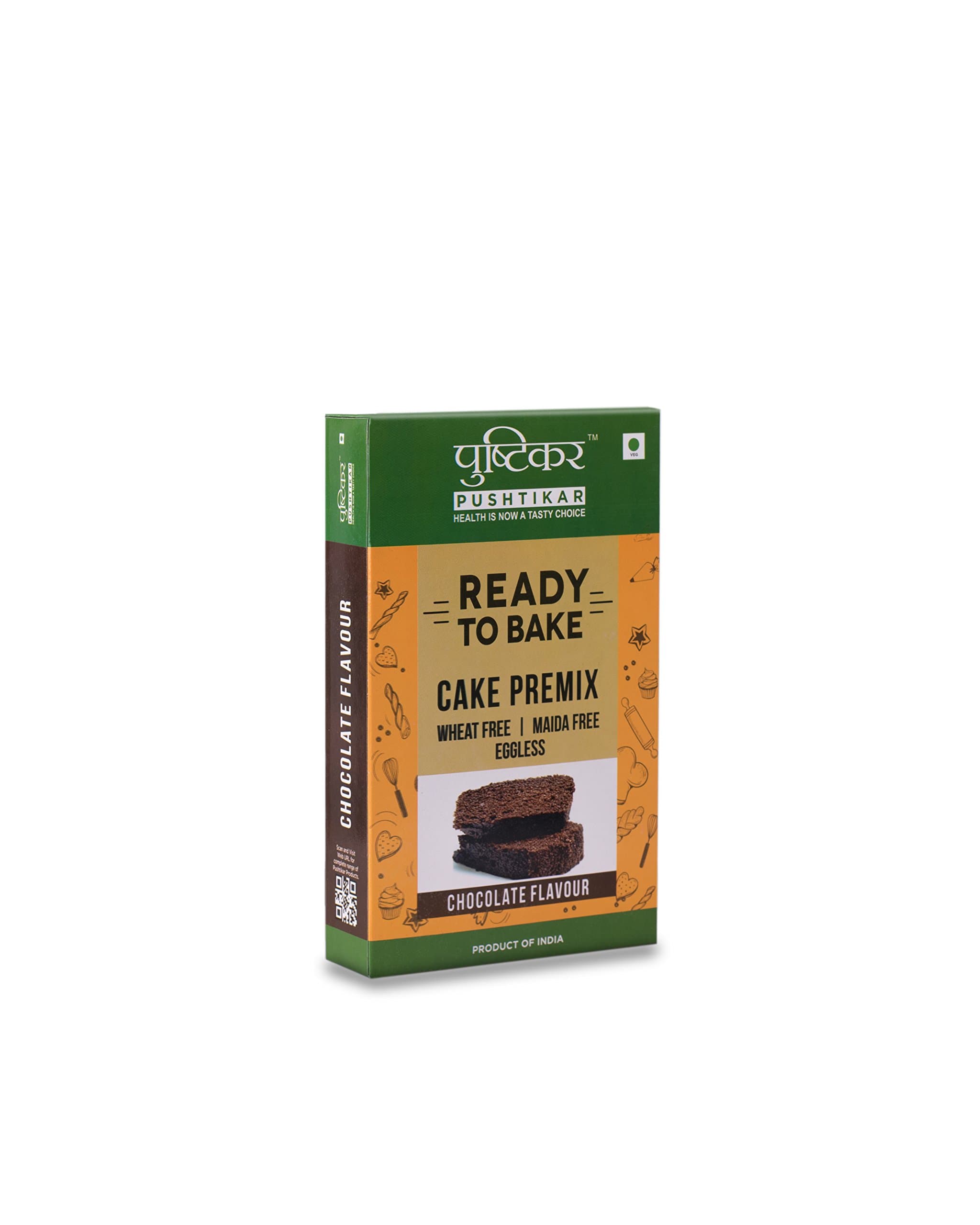 PUSHTIKAR - Cake Premix ,Eggless ,Multigrain,Wheat Free , Maida Free, Gluten Free Chocolate Flavor 300g