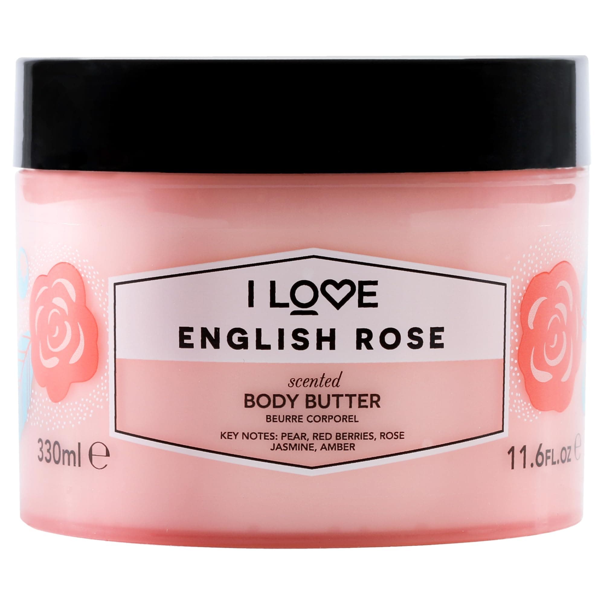 I Love English Rose Body Butter, Luxuriously Scented with Shea Butter & Coconut Oil, Deeply Moisturising & Nourishing Skincare for Soft, Smooth Skin – Vegan-Friendly & Cruelty-Free 330ml
