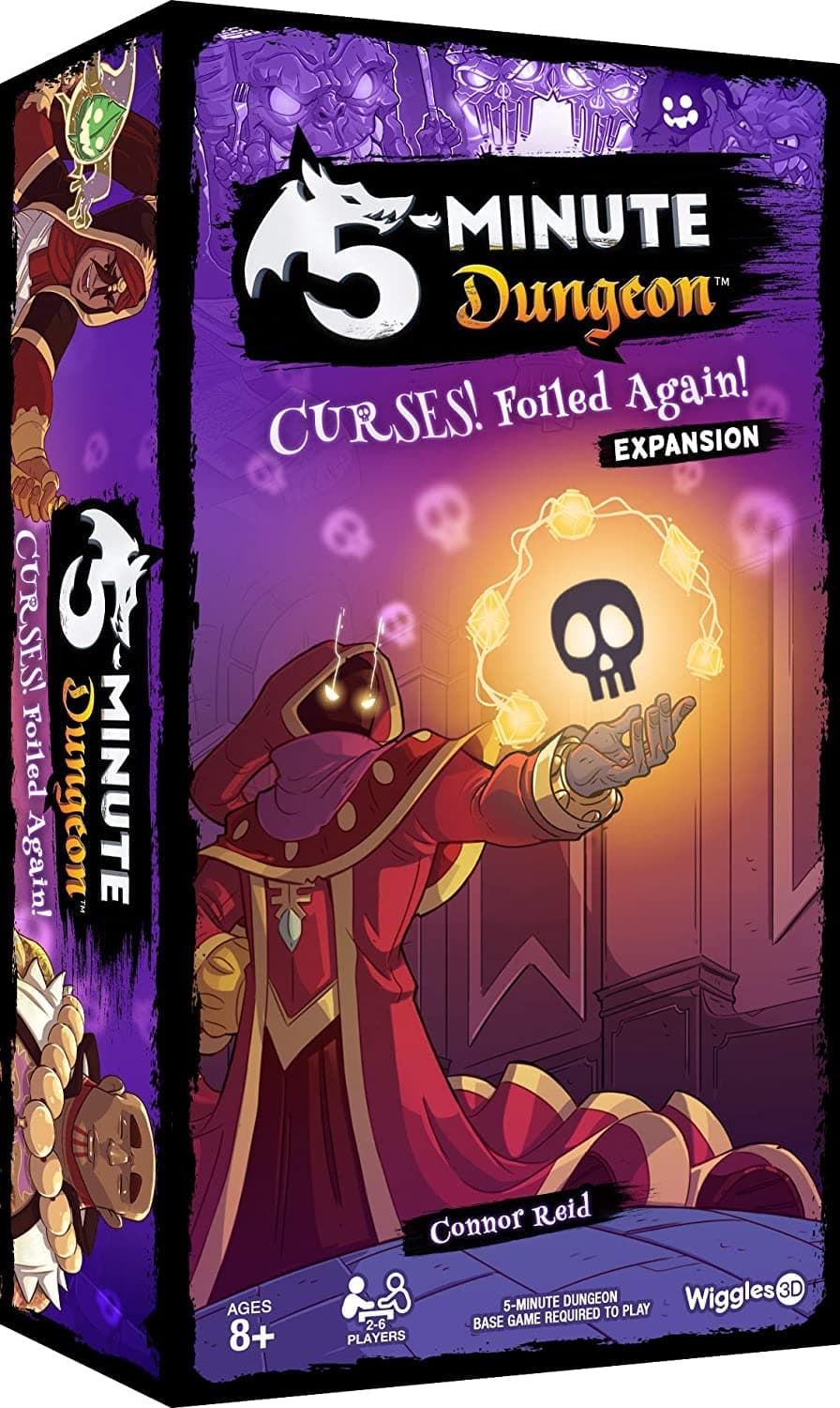 - 5-Minute Dungeon: Curses! Foiled Again! Expansion | Real-Time Cooperative Board Game Add-On | New Heroes, Curses, Artifacts | 1-6 Players, Ages 8+ | Wiggles 3D