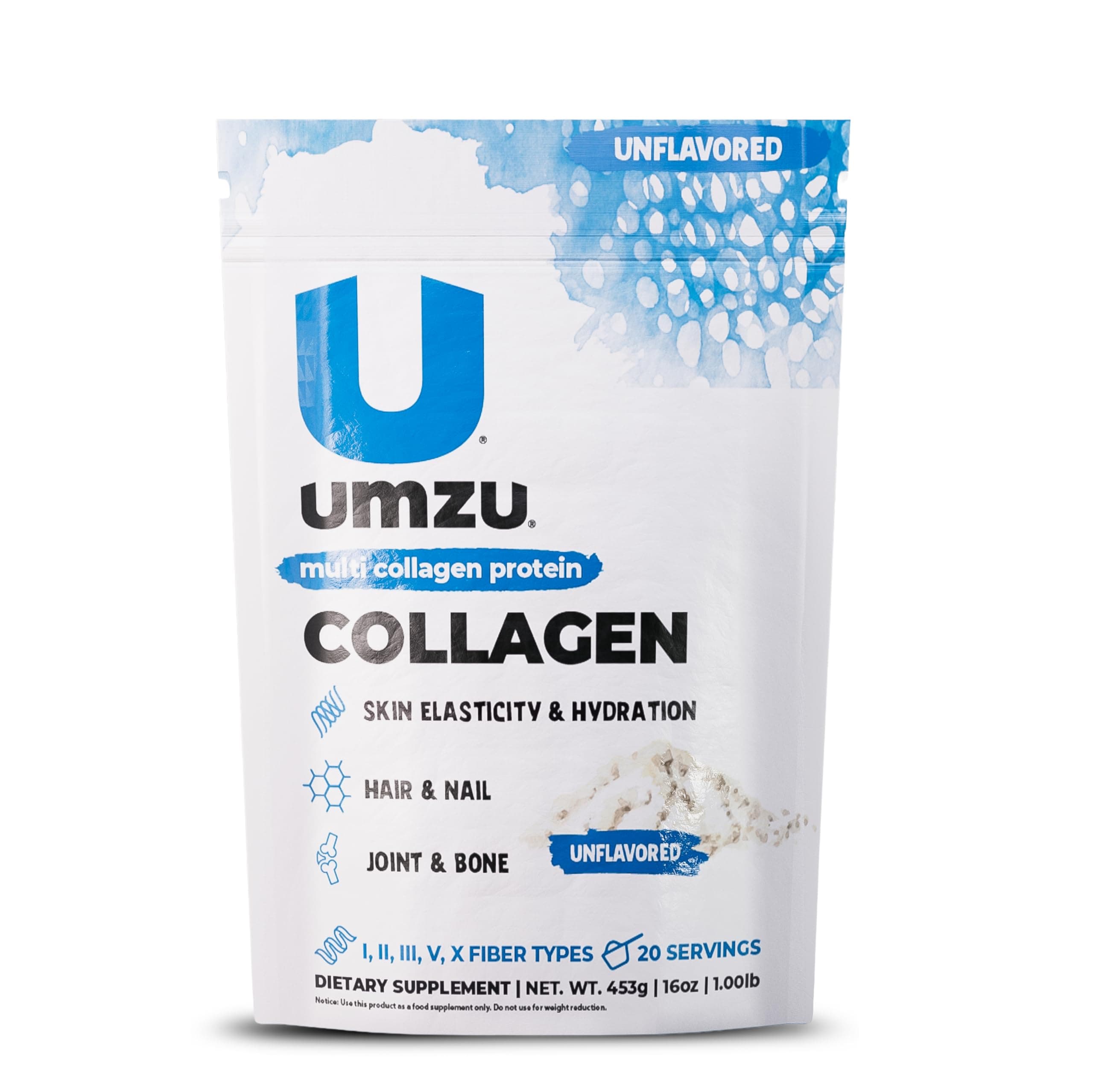 zuCollagen Multi Collagen Protein Powder, Unflavored – 5 Collagen Types I II III V X – High Protein Low Calorie Supplement for Hair Growth Skin Elasticity Joint Health and Daily Recovery Support