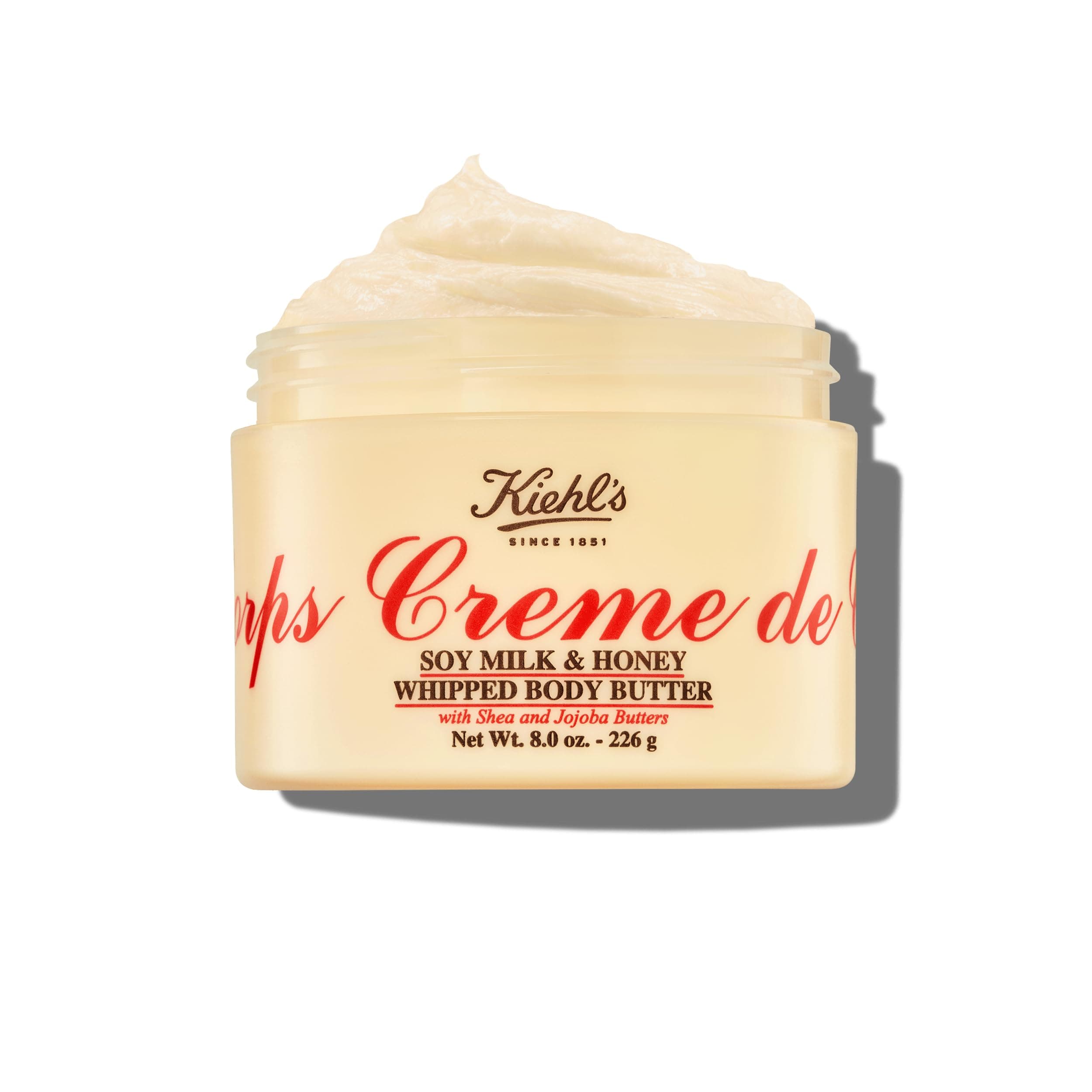 Kiehl's Creme de Corps Whipped Body Butter, Gentle Body Lotion that Nurtures and Moisturizes the Skin, Infused with Soy Milk and Honey, Provides Rich 24-Hour Hydration, For All Skin Types - 8 oz