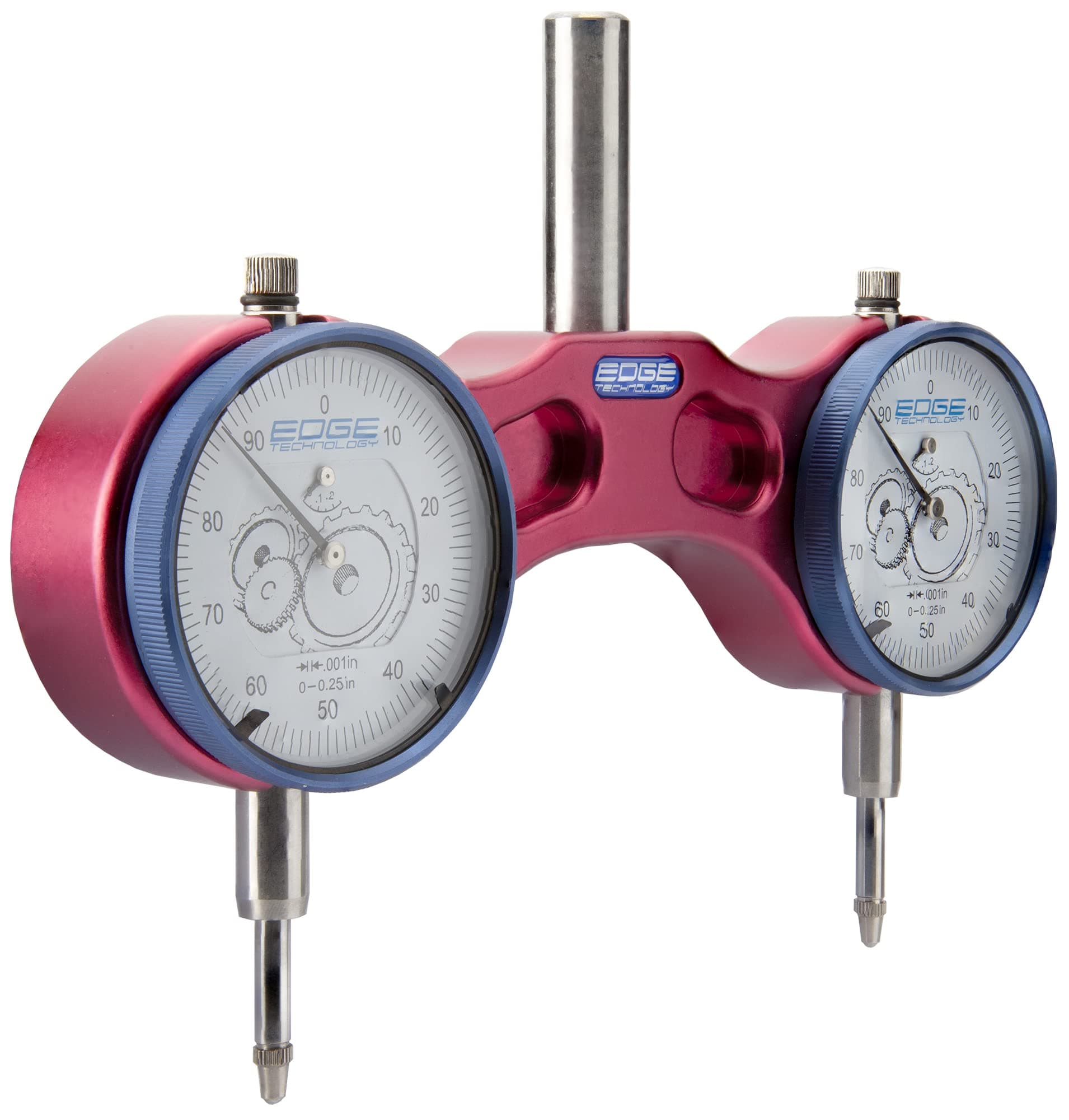 01-000 Pro Tram System – Milling Machine Spindle Square Tramming Tool with Large Easy to Read 2.2" Dia Indicators, 0.001" Graduation, 1/2" Shank, Padded Case