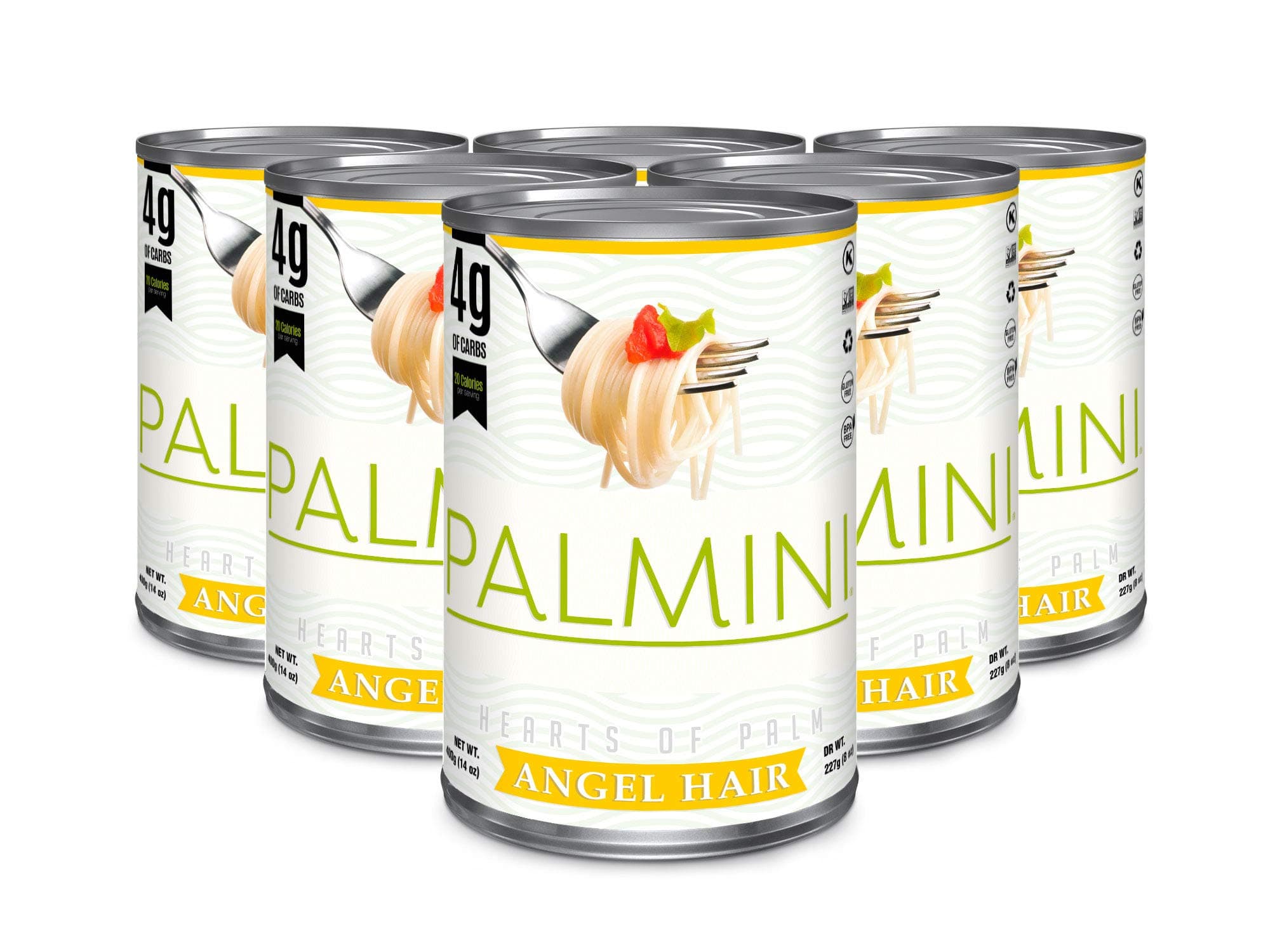Palmini Low Carb Angel Hair | 4g of Carbs | As Seen On Shark Tank | Hearts of Palm Pasta | Gluten Free (14 Ounce - Pack of 6)