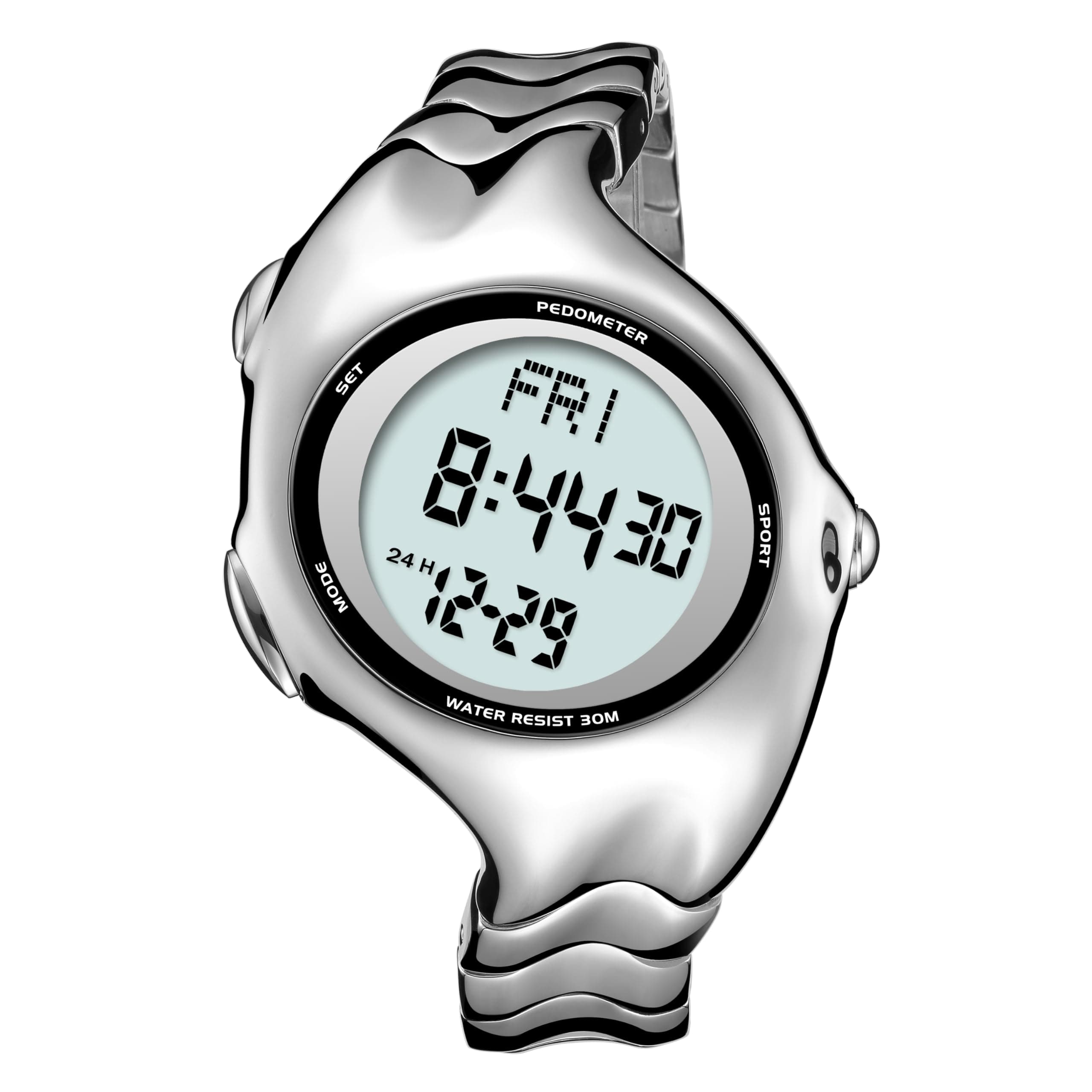 Unique Metal Wristwatch, Y2K Men's Quartz Watches, Futuristic Watch,Stainless Steel Strap (Black)