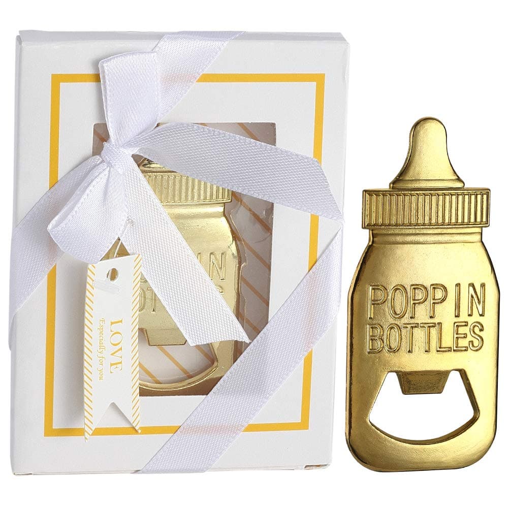 YFS 6 Pcs White Bottle Opener Baby Shower Return Gifts for Guest, Rose Gold Feeding Bottle Opener Wedding Favors,Super cute Party Favors Gift