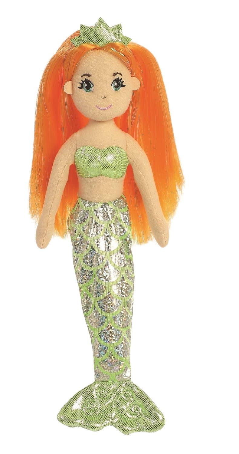 Aurora World Sea Shimmers Amber The Mermaid Plush Toy (Orange, Green, Peach)