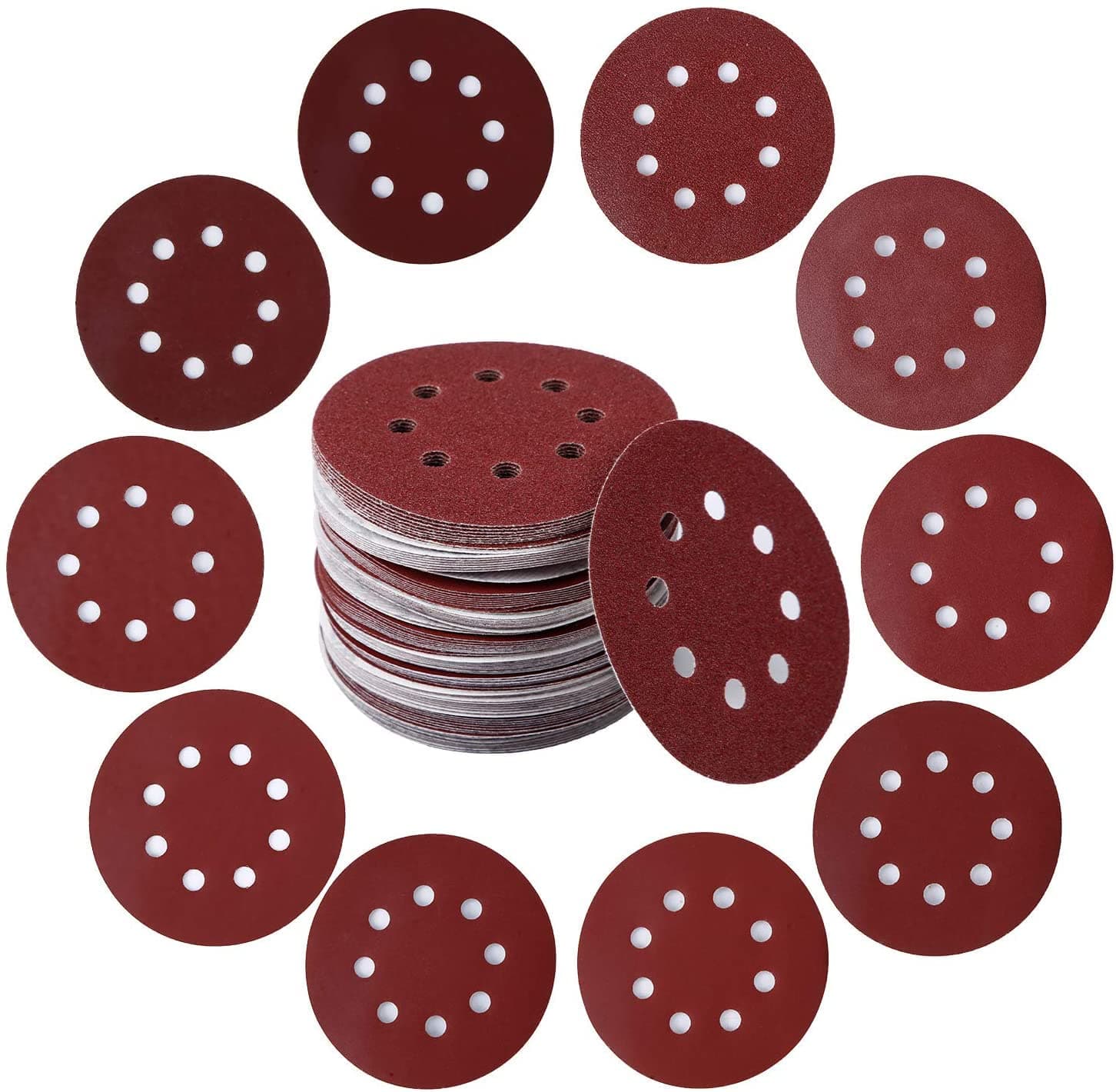 Sarrah Japanese 5 Inch 8 Holes Sanding Disc Grit # 2000 & #3000 Grit Sandpaper Sander Round Sand Paper (05 + 05 = 10 Pcs)