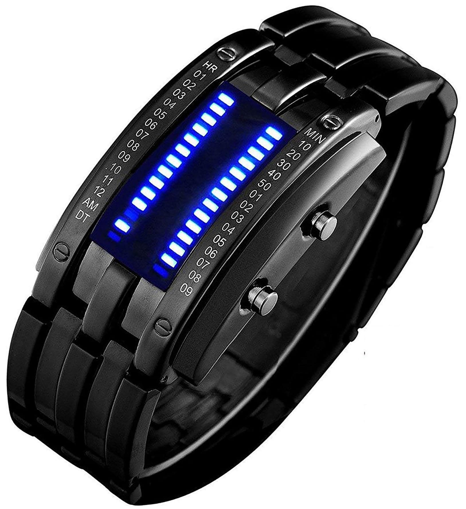 Wrist Watches Men's LED Digital Watch Fashion Classic Waterproof Stainless Steel Watches Black