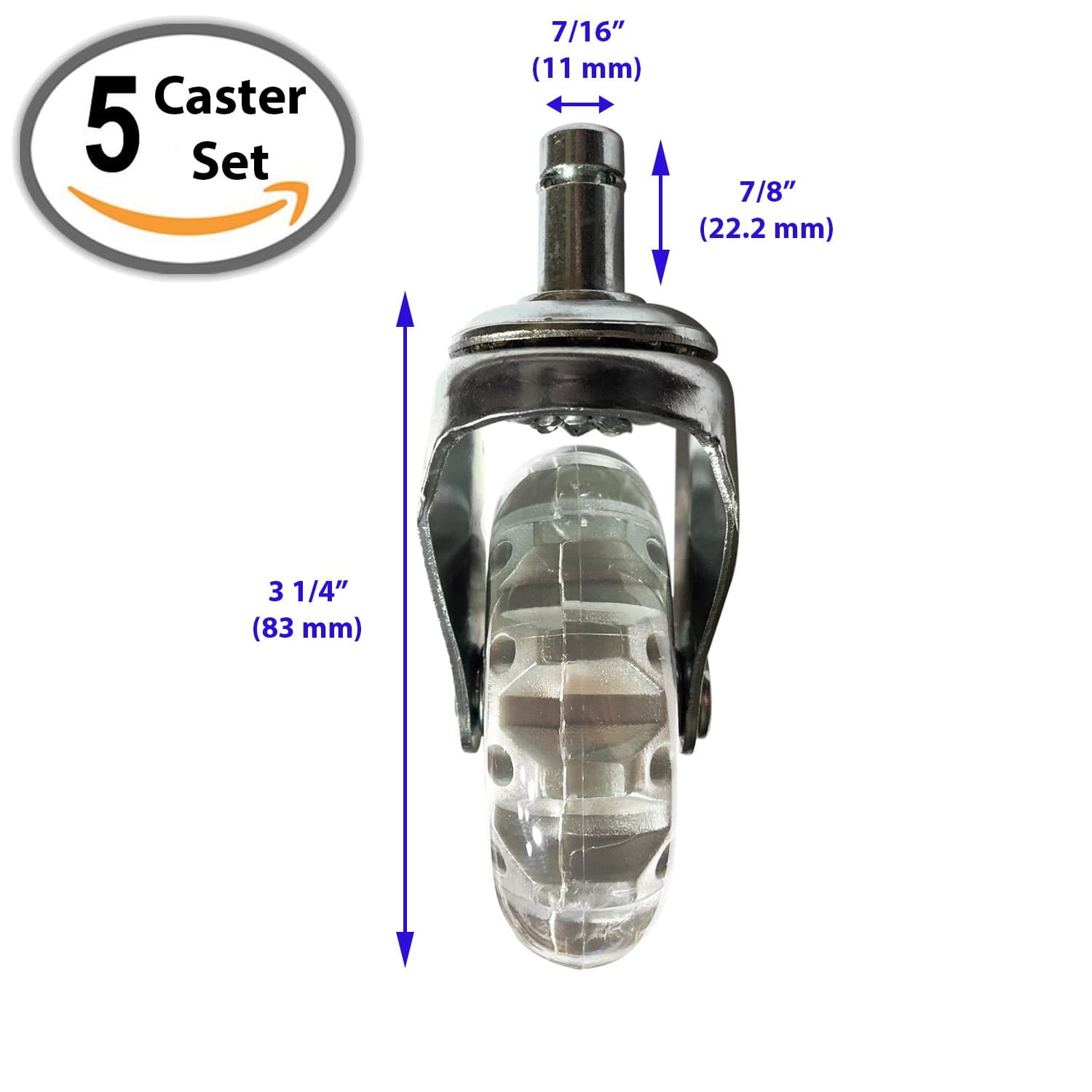 Office Addiction (Set of 5) Office Chair Replacement Wheels – Hardwood Safe 2.5-Inch Heavy Duty Replacements – Ball Bearing Swivels – Floor Safe Design