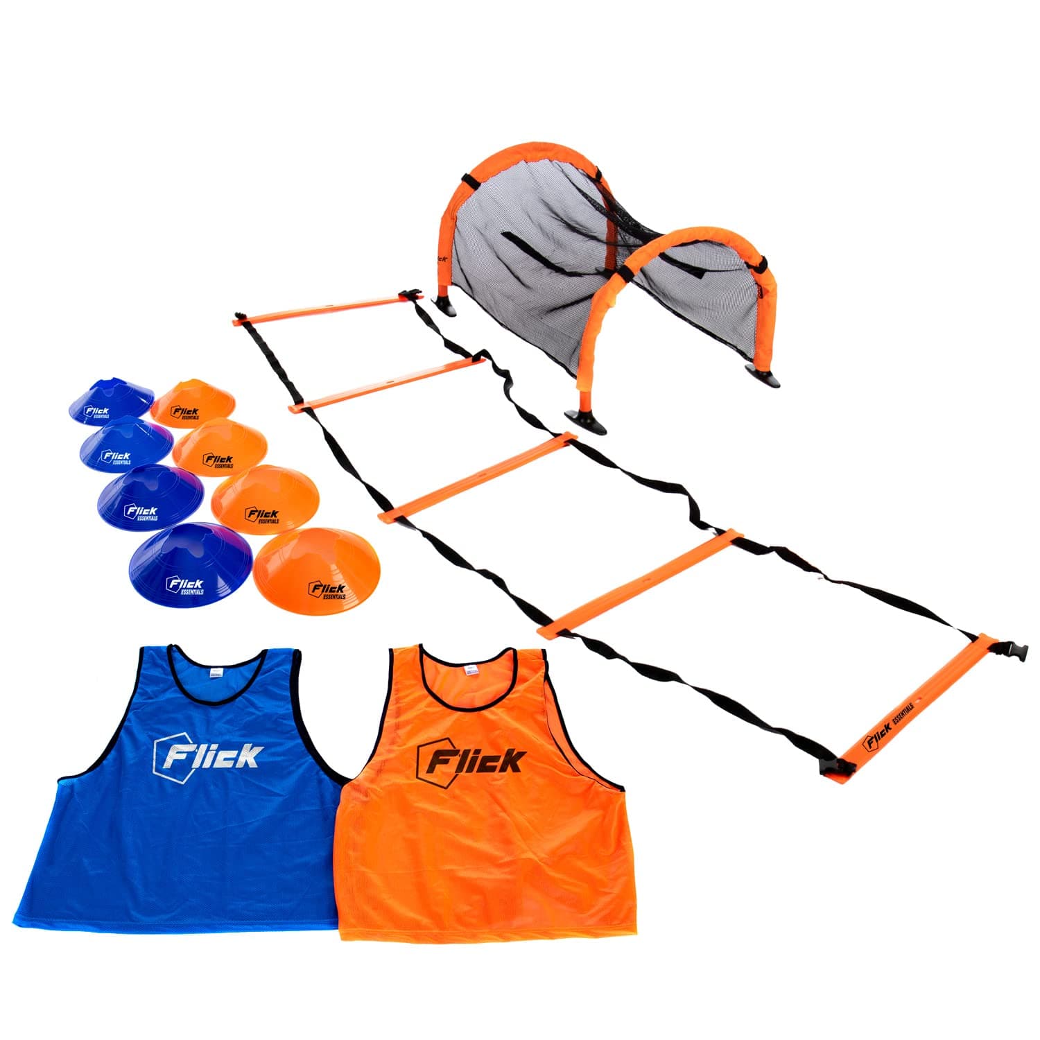 FLICK Speed and Agility Kids Drills Set – Football Training Footwork Equipment Set – Sports Ladder – Soccer Passing Tunnel – 8 Cones – Multi Sport Speed and Agility Training