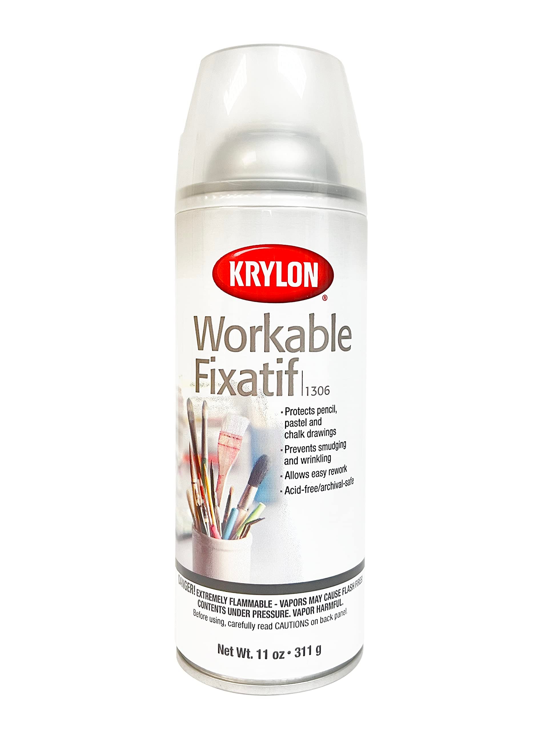 Krylon® Workable Fixatif 11 oz. Aerosol Spray - Lasting Protection for Pencil, Pastel and Chalk Drawings (Pkg/2)