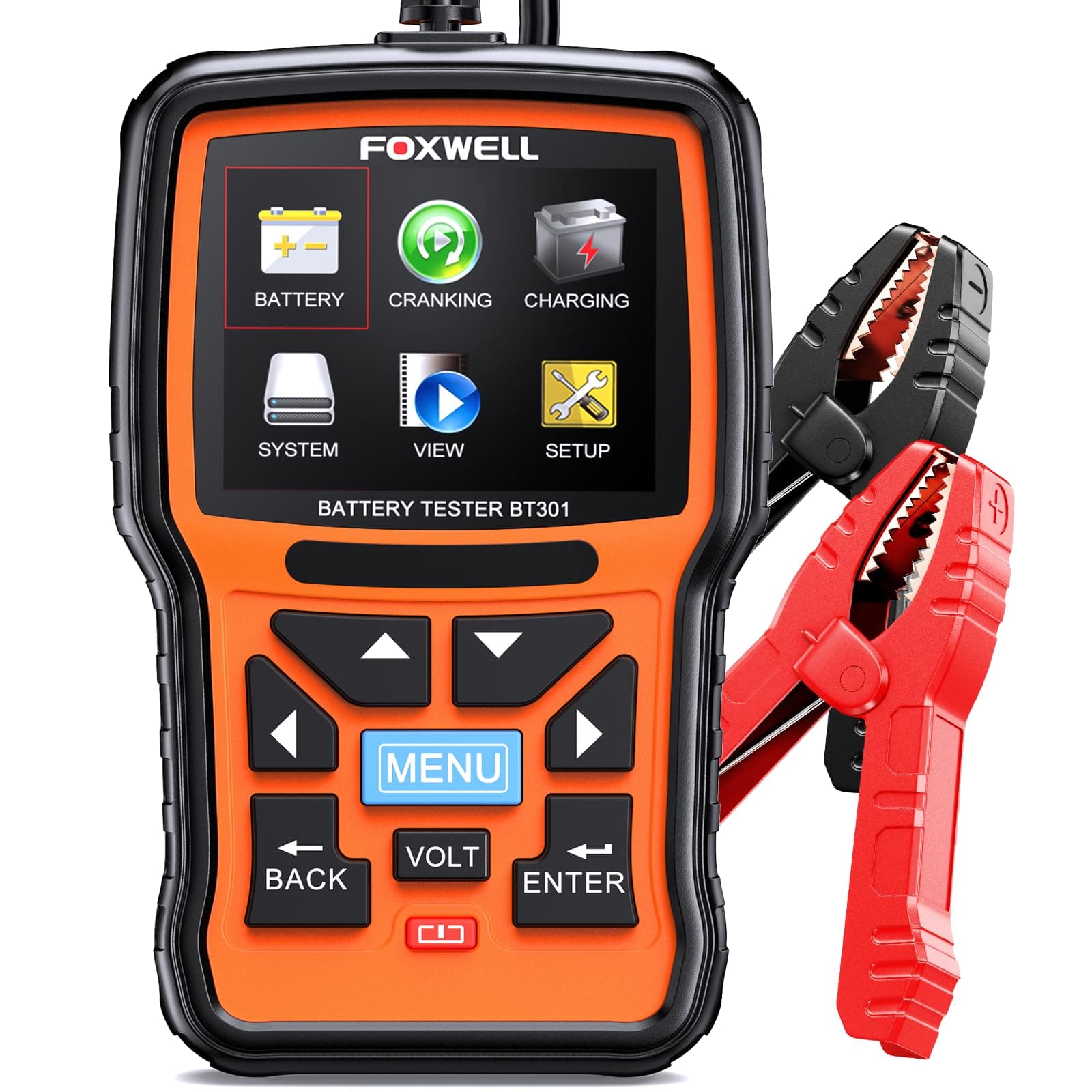 FOXWELL BT301 Car Battery Tester 12V, Battery Load Tester 100-2000CCA Automotive Battery Tester Digital Alternator Tester Cranking Charging Checker for Car Marine Truck SUV ATV, (Upgraded BT100)