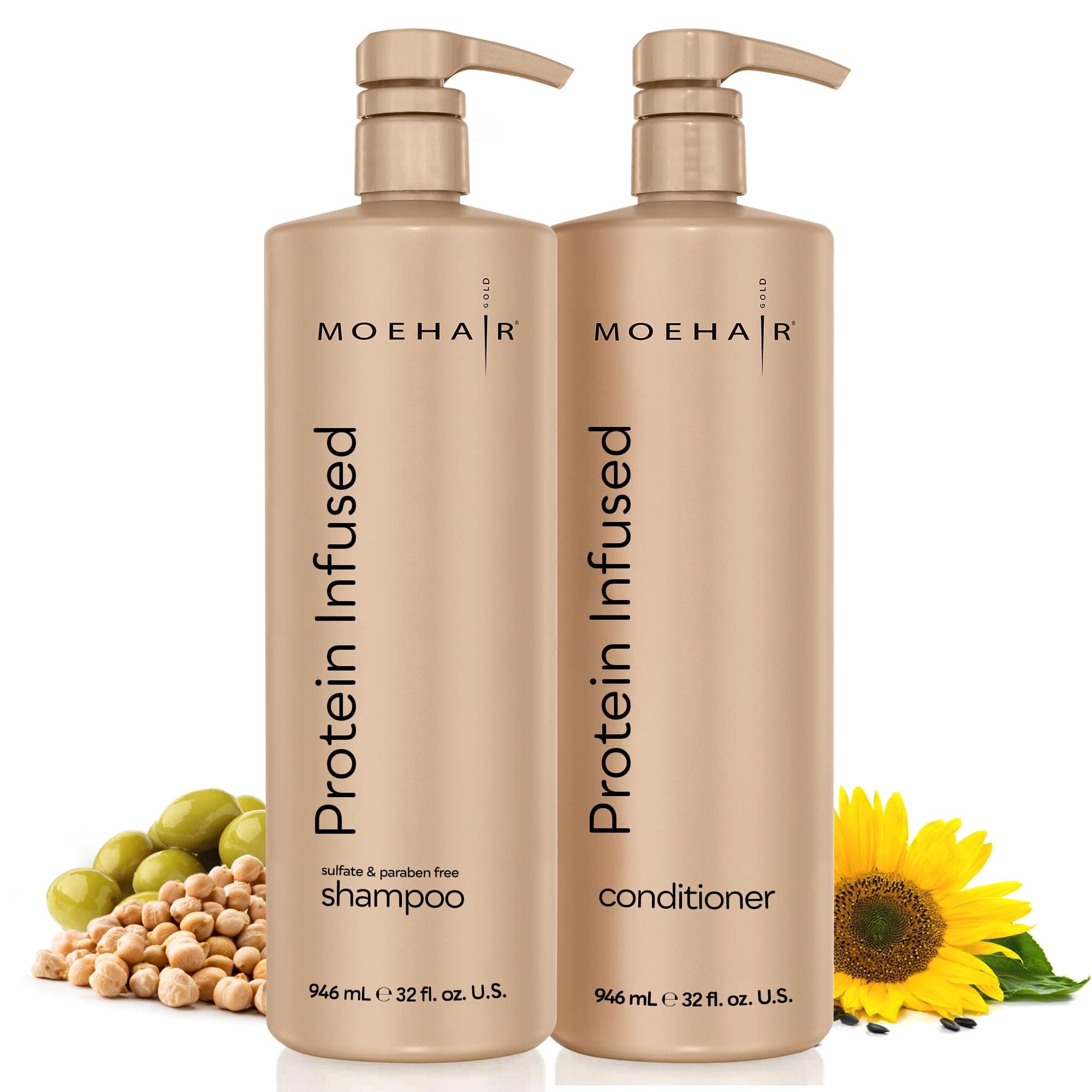 Protein Infused Shampoo and Conditioner Set for Dry & Damaged Hair | Strengthens Hair Fiber | Sulfate & Paraben Free | Adds Shine, Softens & Hydrates Hair (32 Fl Oz)