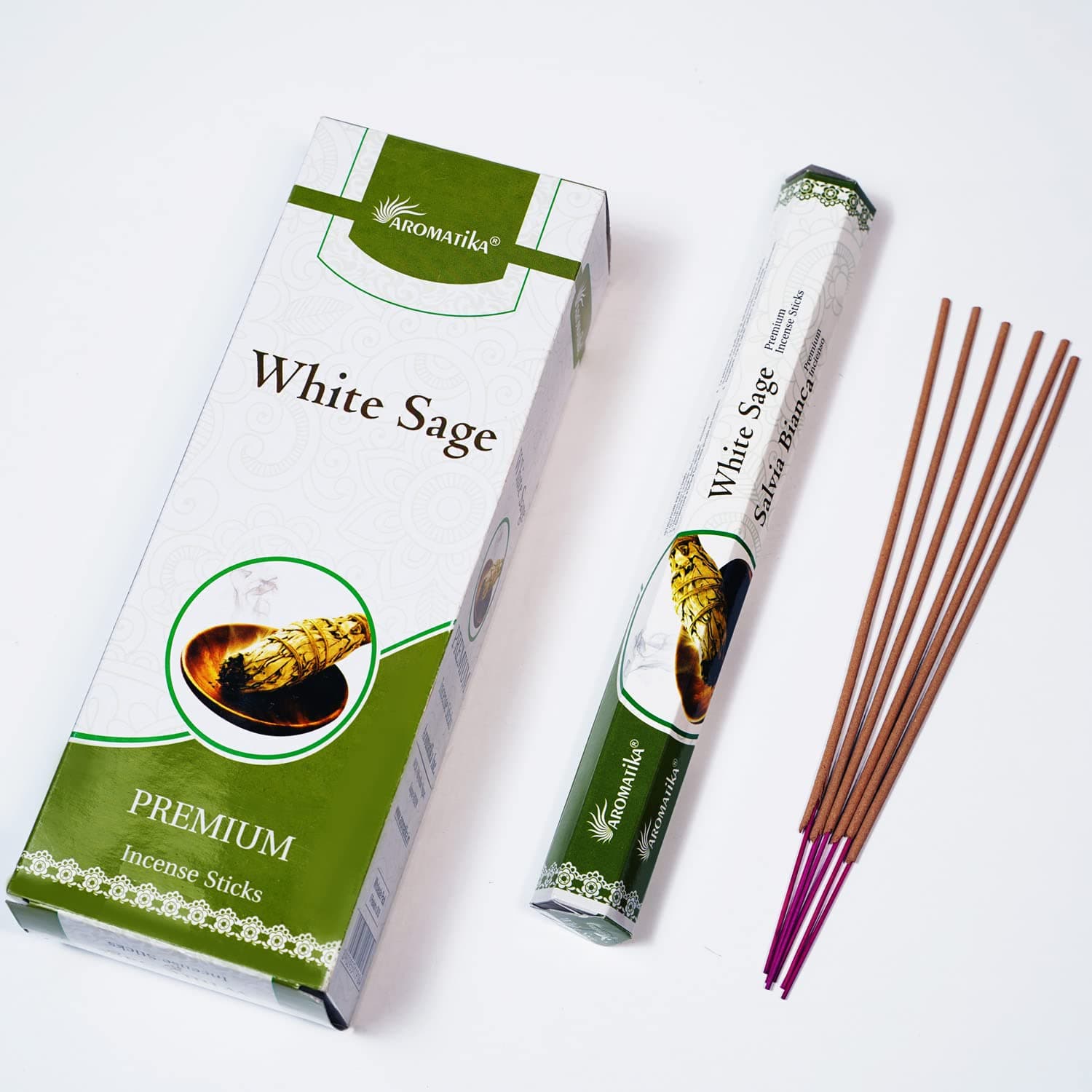 Aromatika White Sage Hexa Incense Sticks (Pack of 2) | Natural Masala | Best Home Fragrance & Air Purifier | for Prayer, Aromatherapy and Relaxation | Burn Time- 40 mins