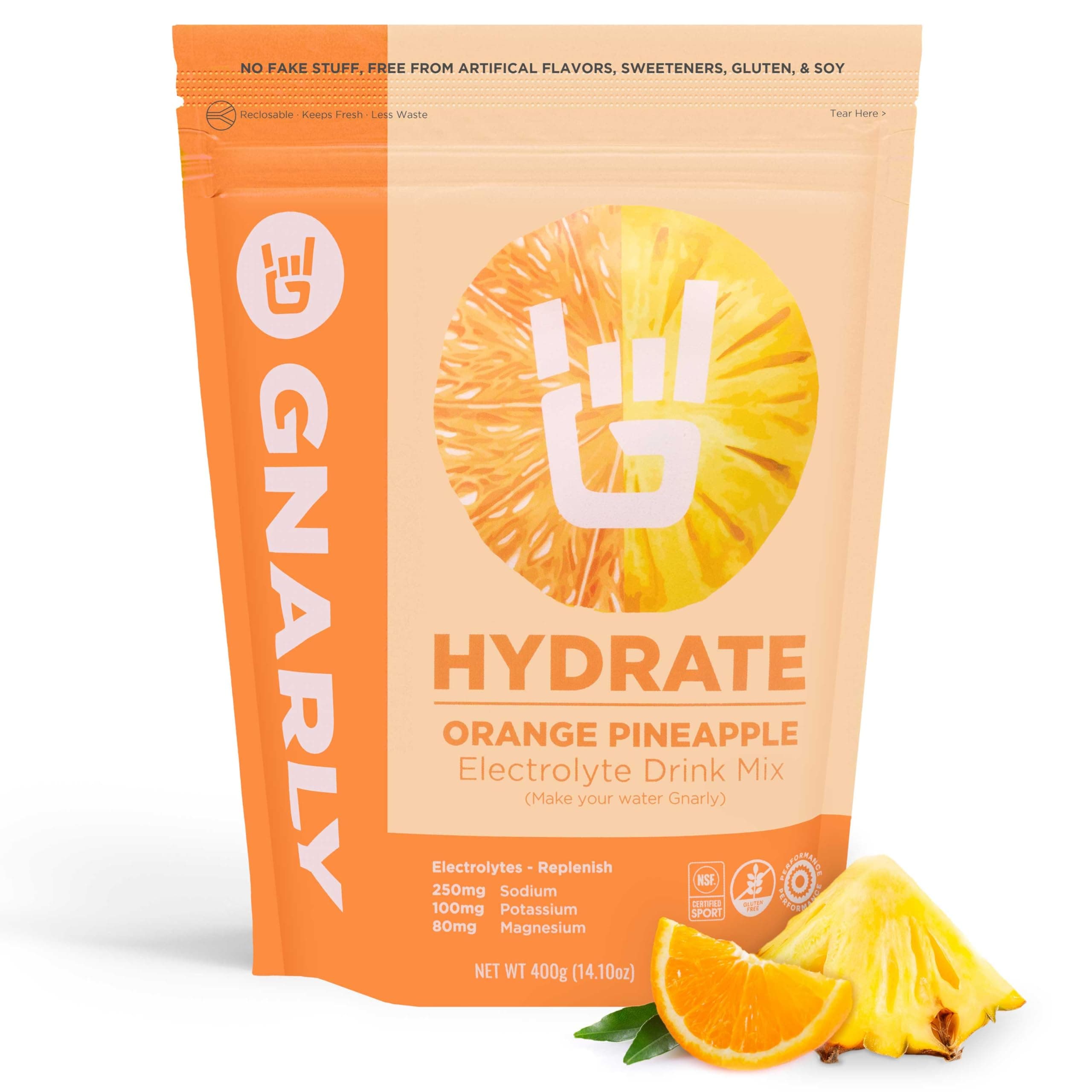 Gnarly Nutrition Hydrate Electrolyte Powder – Orange Pineapple Exercise Hydration Drink Mix – NSF Sport Certified – Electrolyte Solution, Performance & Recovery – Orange Pineapple, 14.10 oz