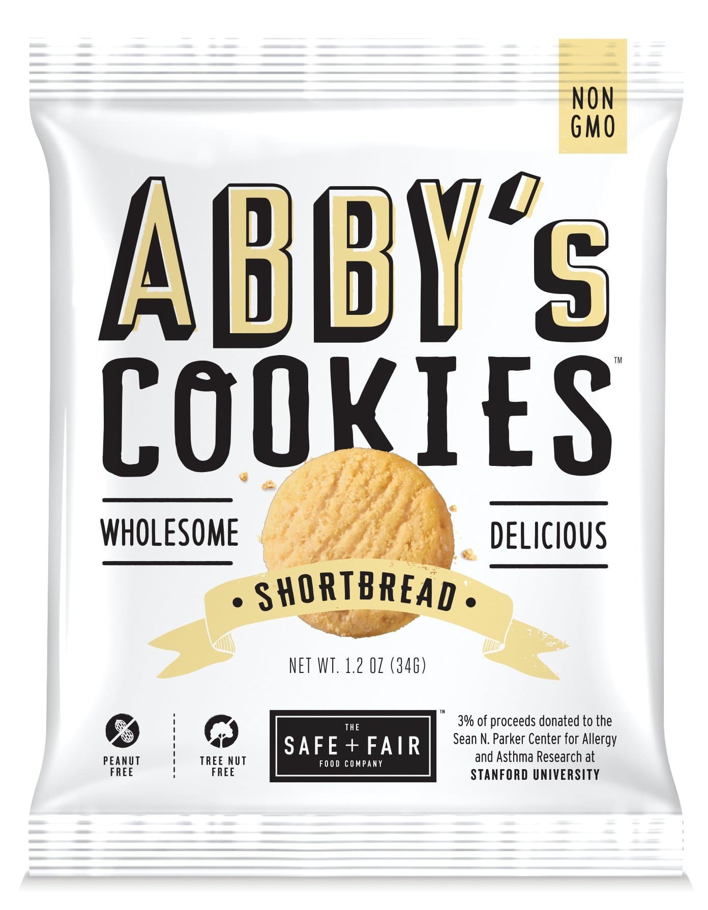 The Safe + Fair Food Company Abby’s Cookies – Nut Free Shortbread Cookies – Non GMO, Whole Grain, Clean Label Snacks - Shortbread, 36 Count