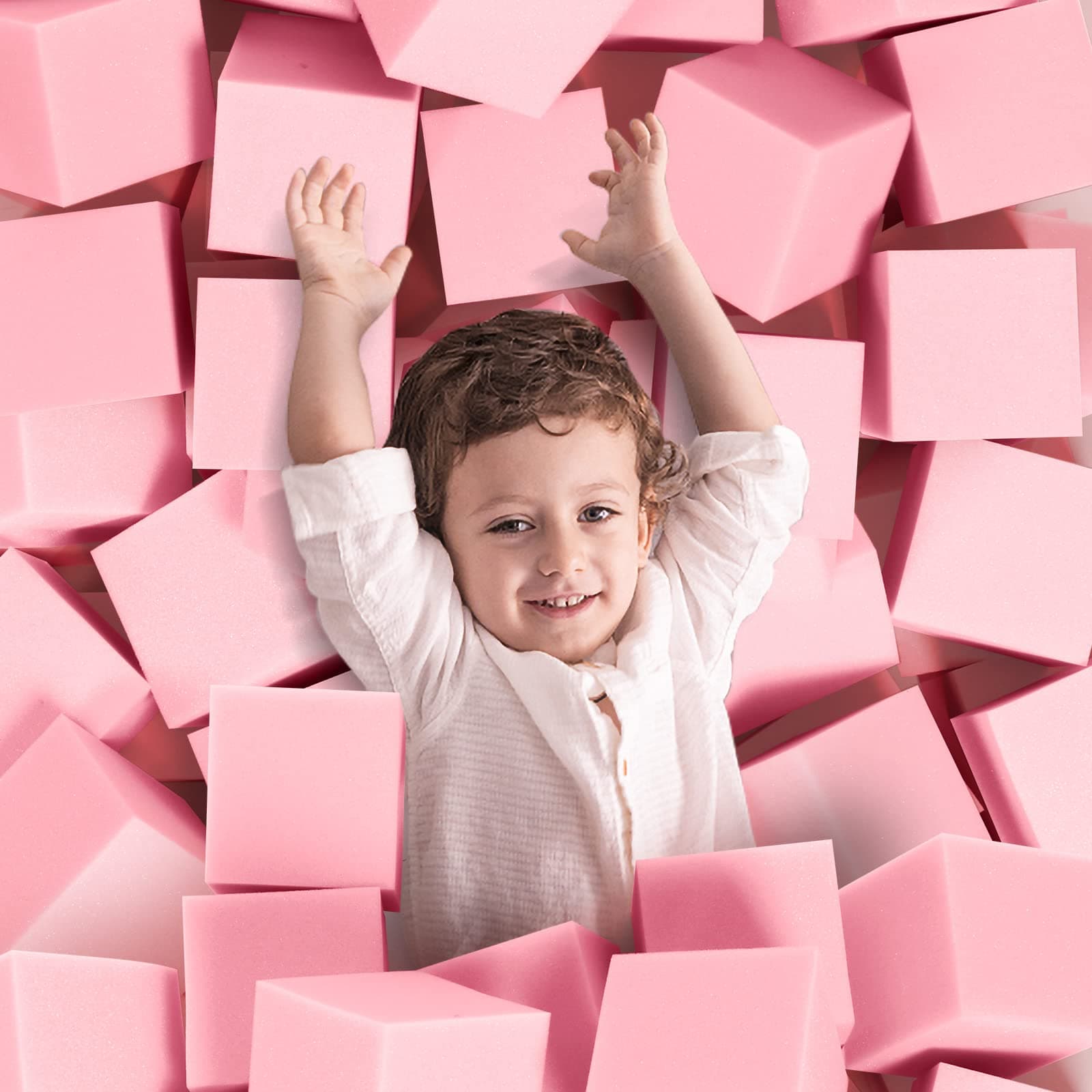 Foam Pit Cubes, 24 PCS 5 Inches Gymnastics Foam Blocks Trampoline Blocks, Multi-Sport Protective Padding for Freerunning, Trampoline, Parkour, Skate Parks & BMX - Pink