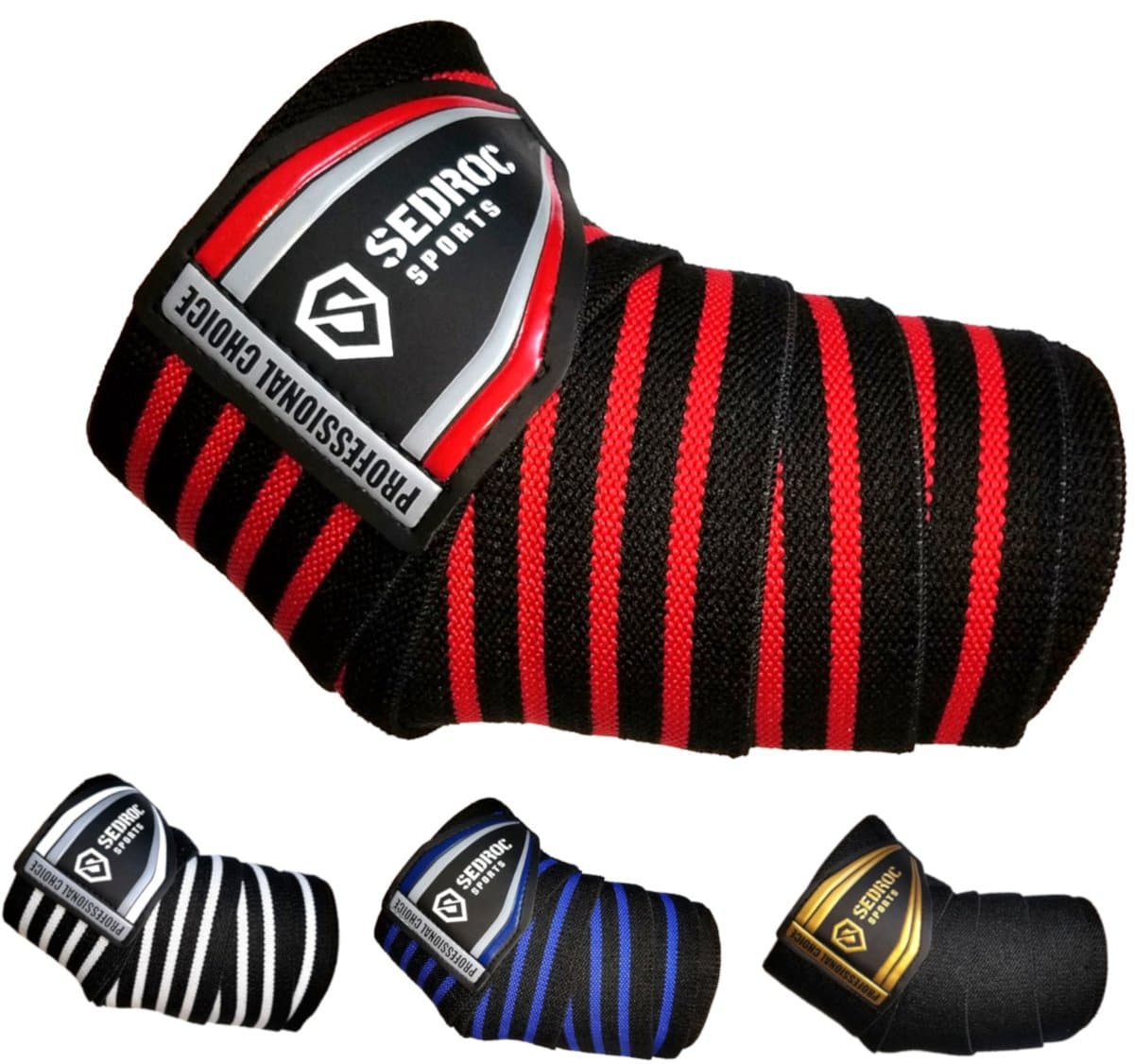 Professional Weight Lifting Elbow Wraps Powerlifting Support Sleeves - Pair (Black/Red)