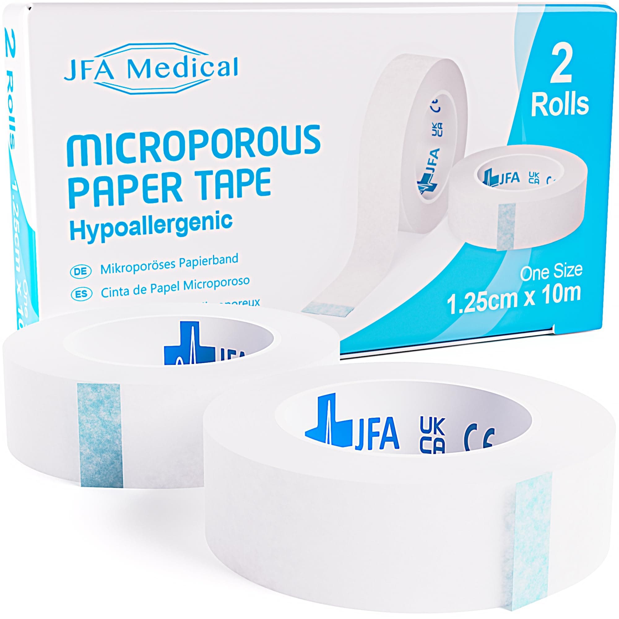JFA Medical Microporous Surgical Tape First Aid Medical Tape Earring Cover Up Tape 1.25cm x 10m - Box of 2 Rolls