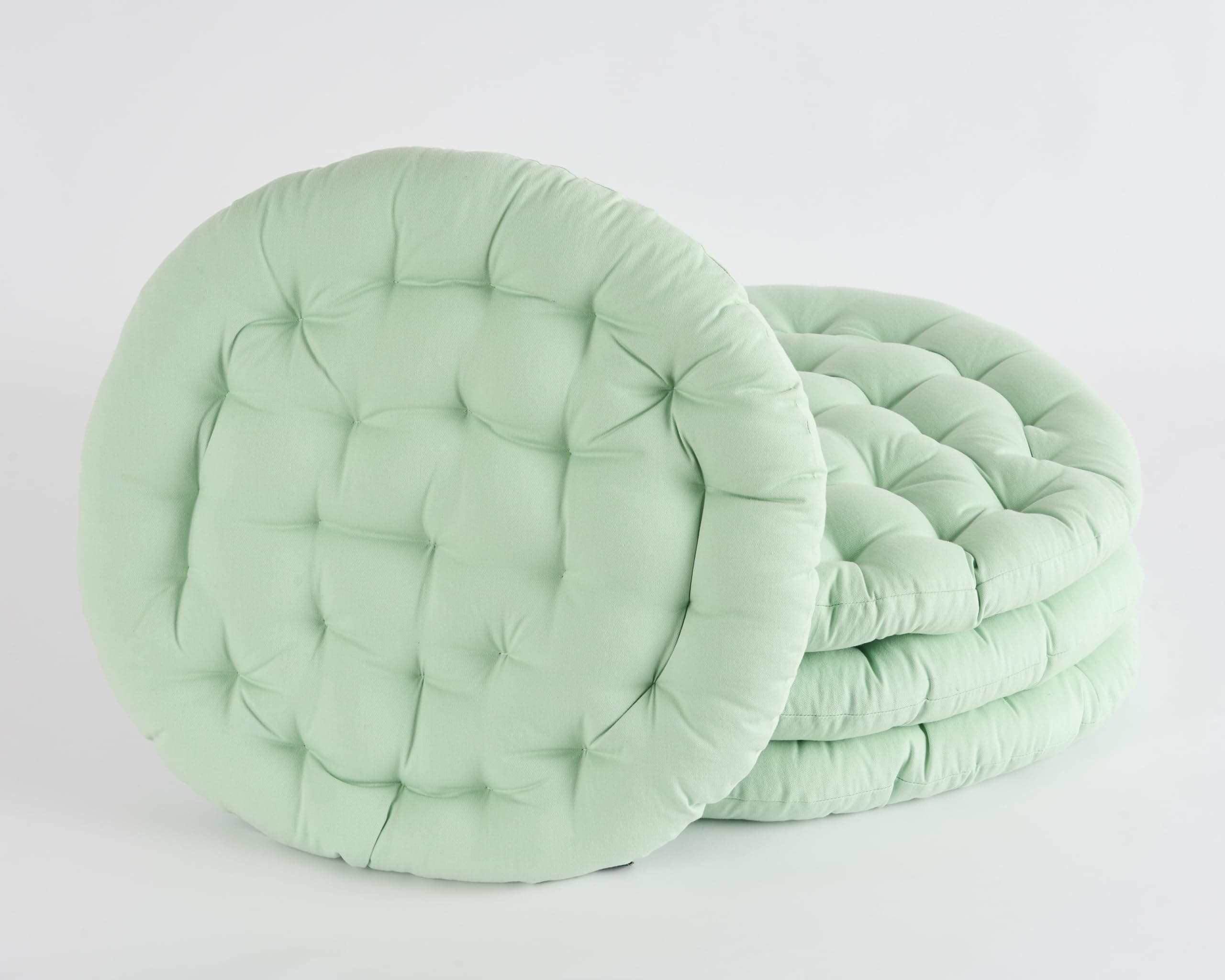 SKANDA FAB Premium Cotton Floor Seating Cushion | Luxurious Comfort & Microfiber Fill 60X60 CM Large Size for Meditation | Floor Cushions | Pooja | Living Room | Pets | Outdoor Sage Green Pack of 4