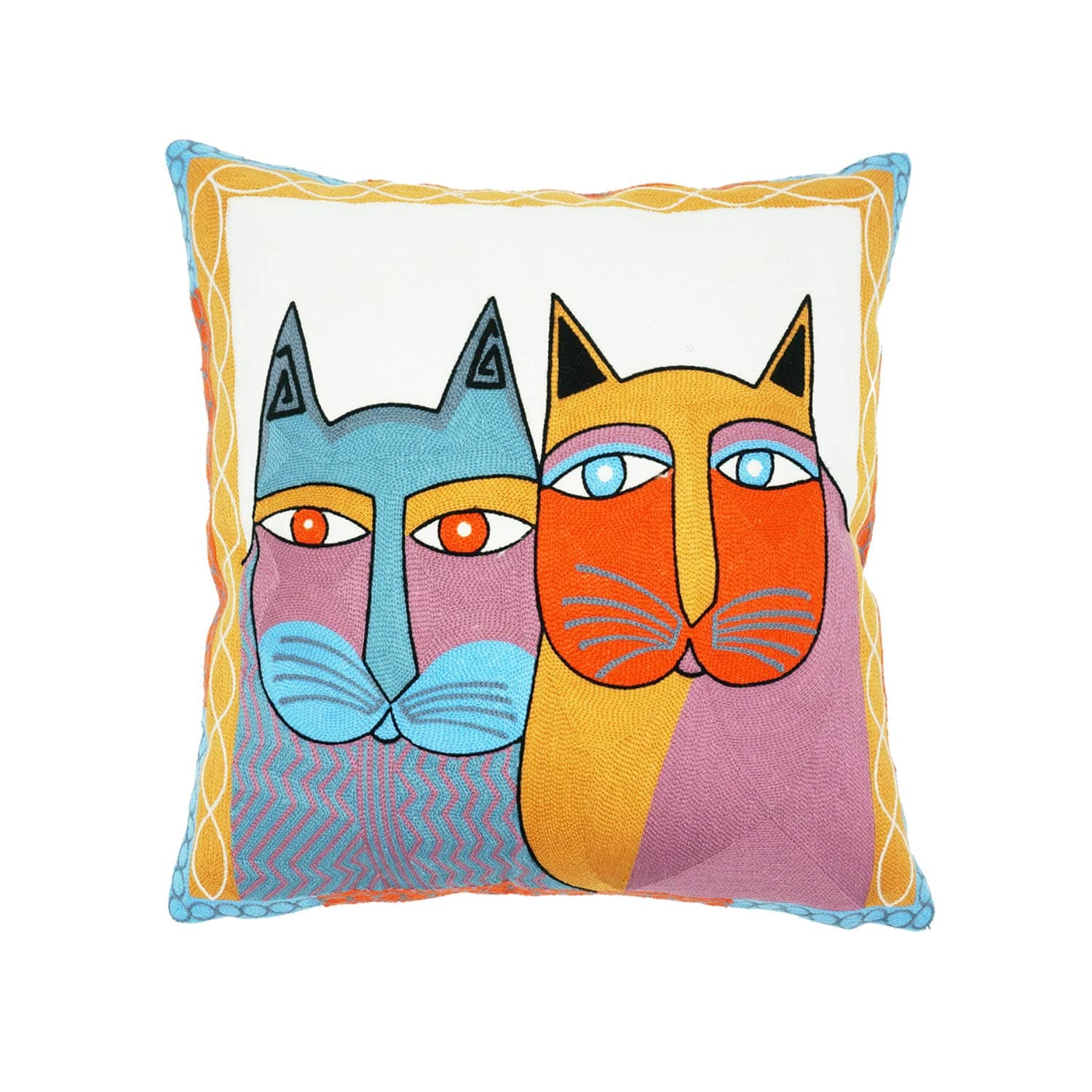 Abstract Pillowcase Pillow Covers 18x18 Modern Picasso Embroidery African Cushion Covers 18"x18"(45cm x45cm) (G)