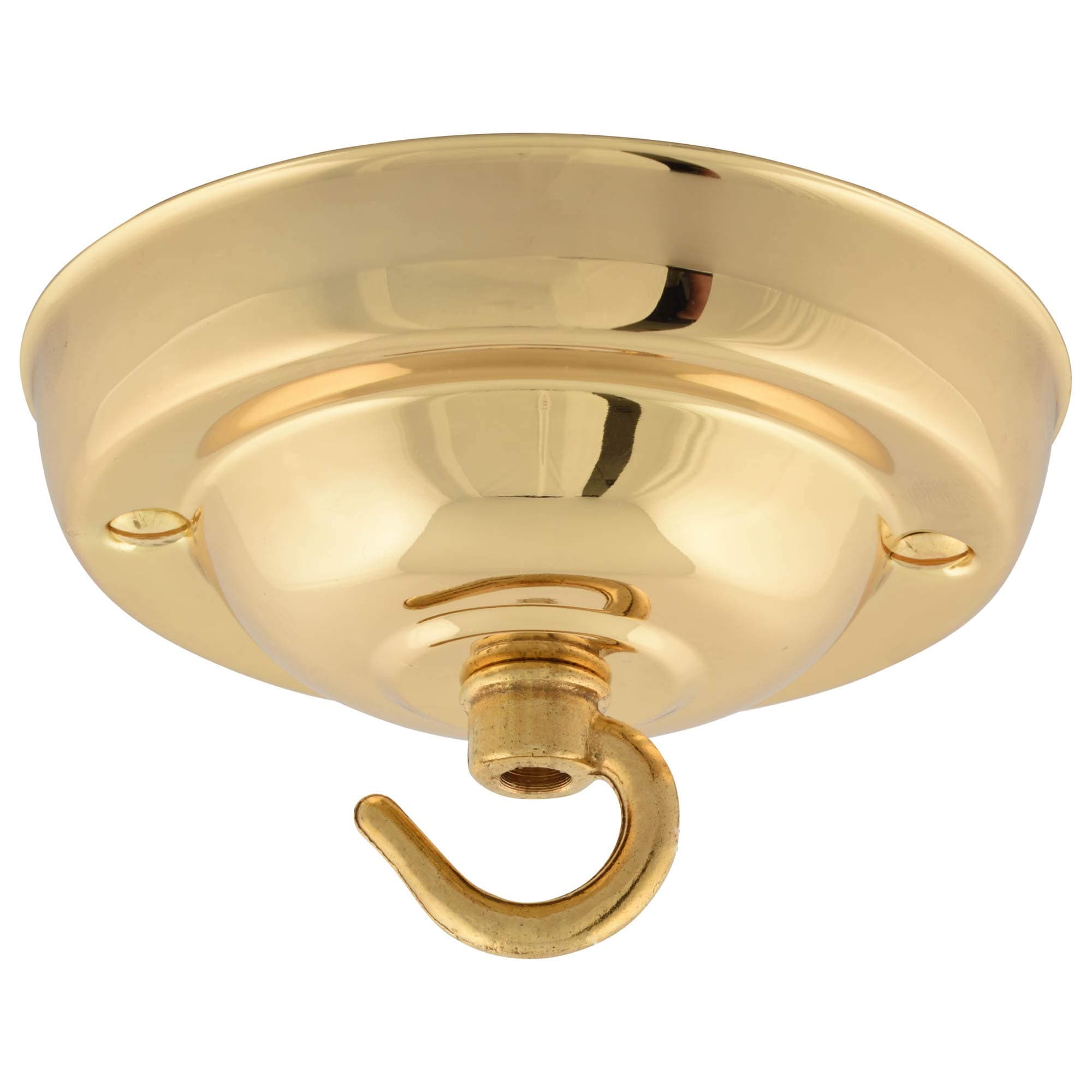 ElekTek 108mm Diameter Ceiling Rose with Hook Metallic Finishes Powder Coated Colours for Pendant Light Fittings and Chandeliers Brass