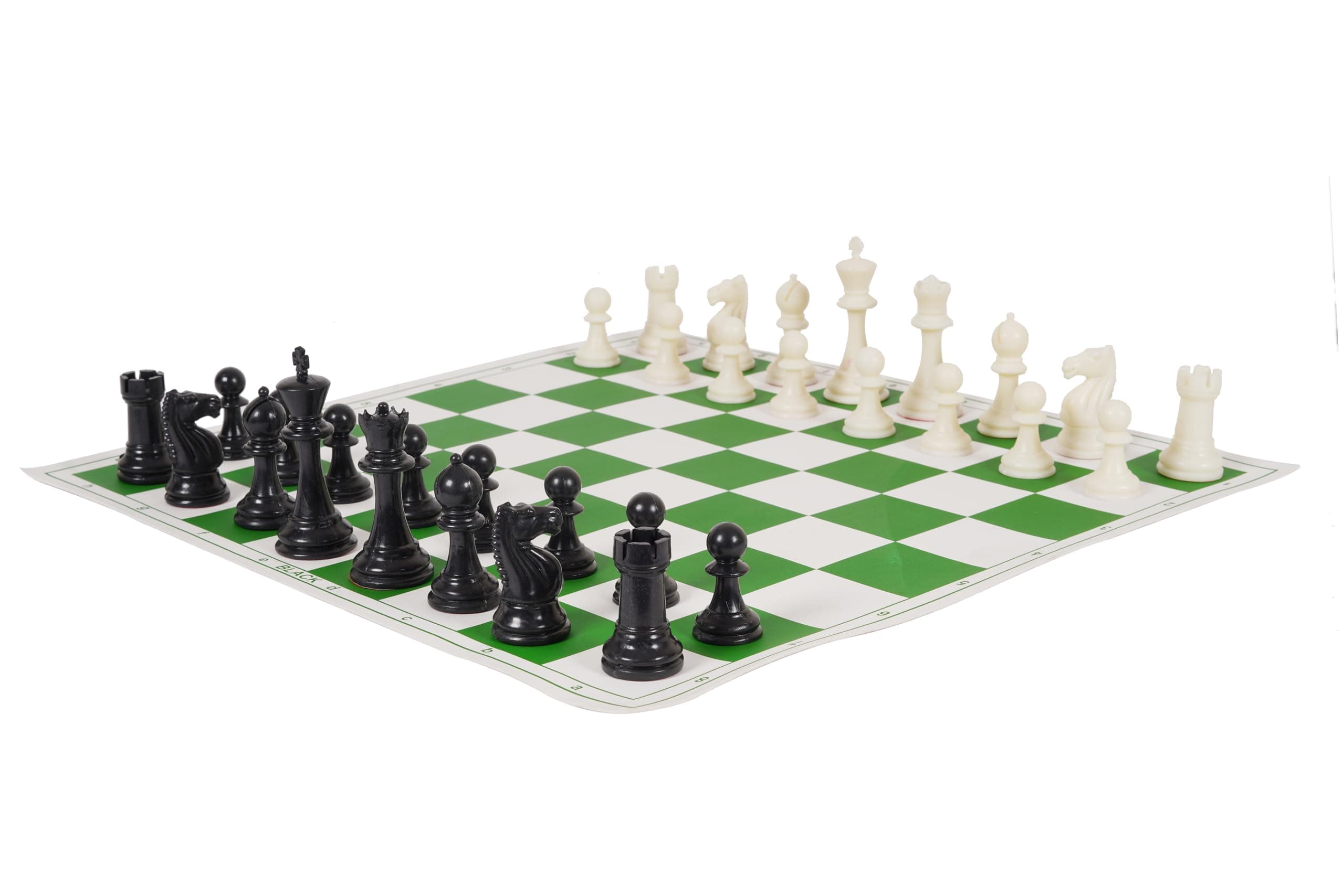 Adult 17'' X 17'' Tournament Chess Set With Vinyl Foldable Chess Board Game With Solid Plastic Pieces - Ideal For Professional Players (Multicolour)