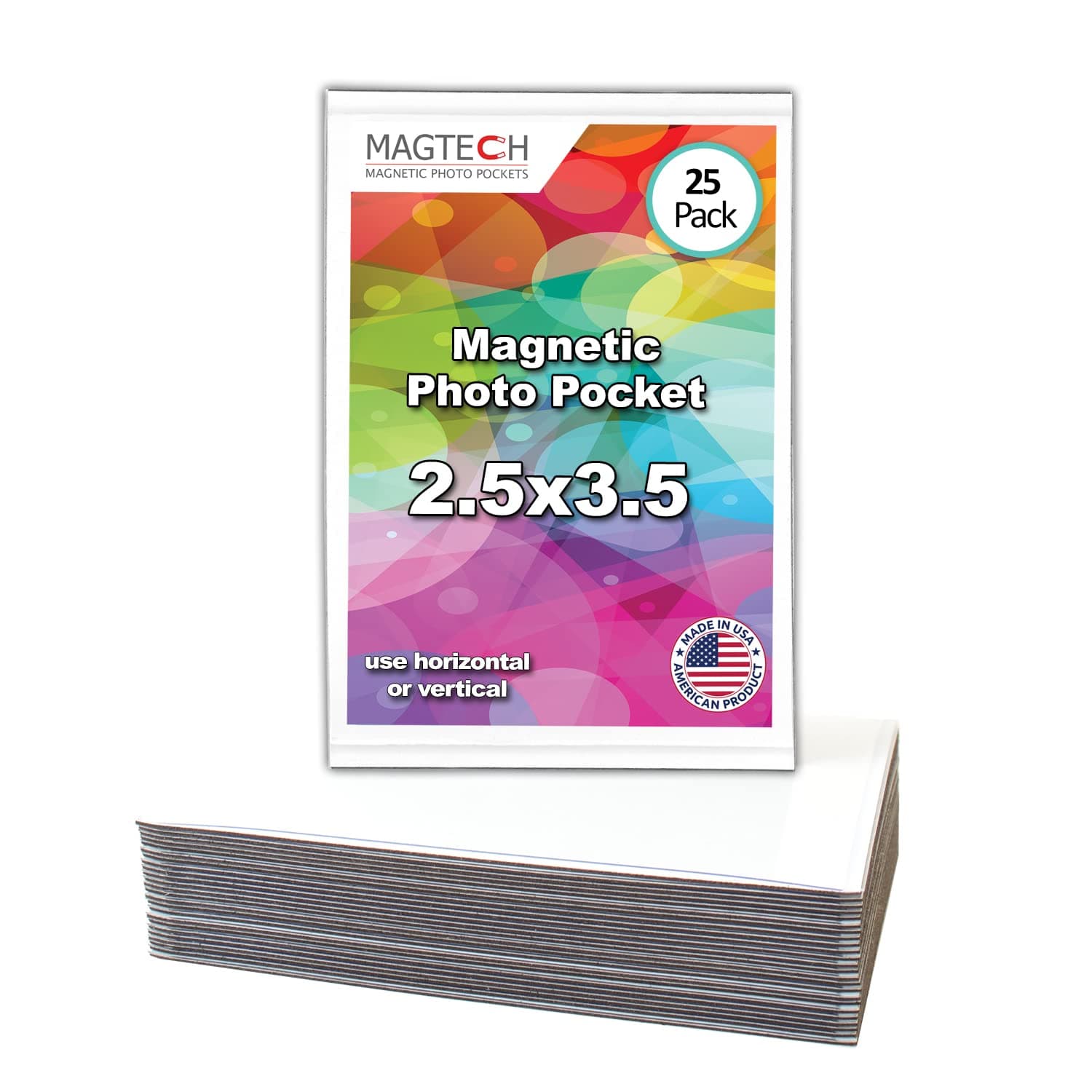 Magtech 12325 Magnetic Pocket Picture Frame Holds 2.5 x 3.5 Photos (25 Pack), White