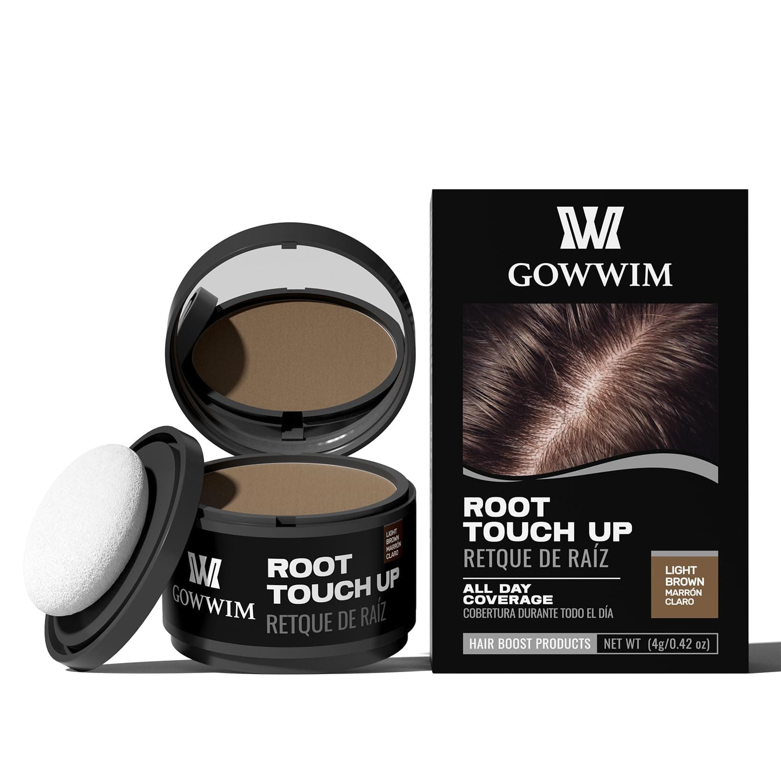gowwim (Light-Brown) - Hairline Powder, Hair Root Dye, Instantly Hair Colour Shadow Cover Grey Hair Root, Hair Touch-Up, Thin Hair Powder 4g