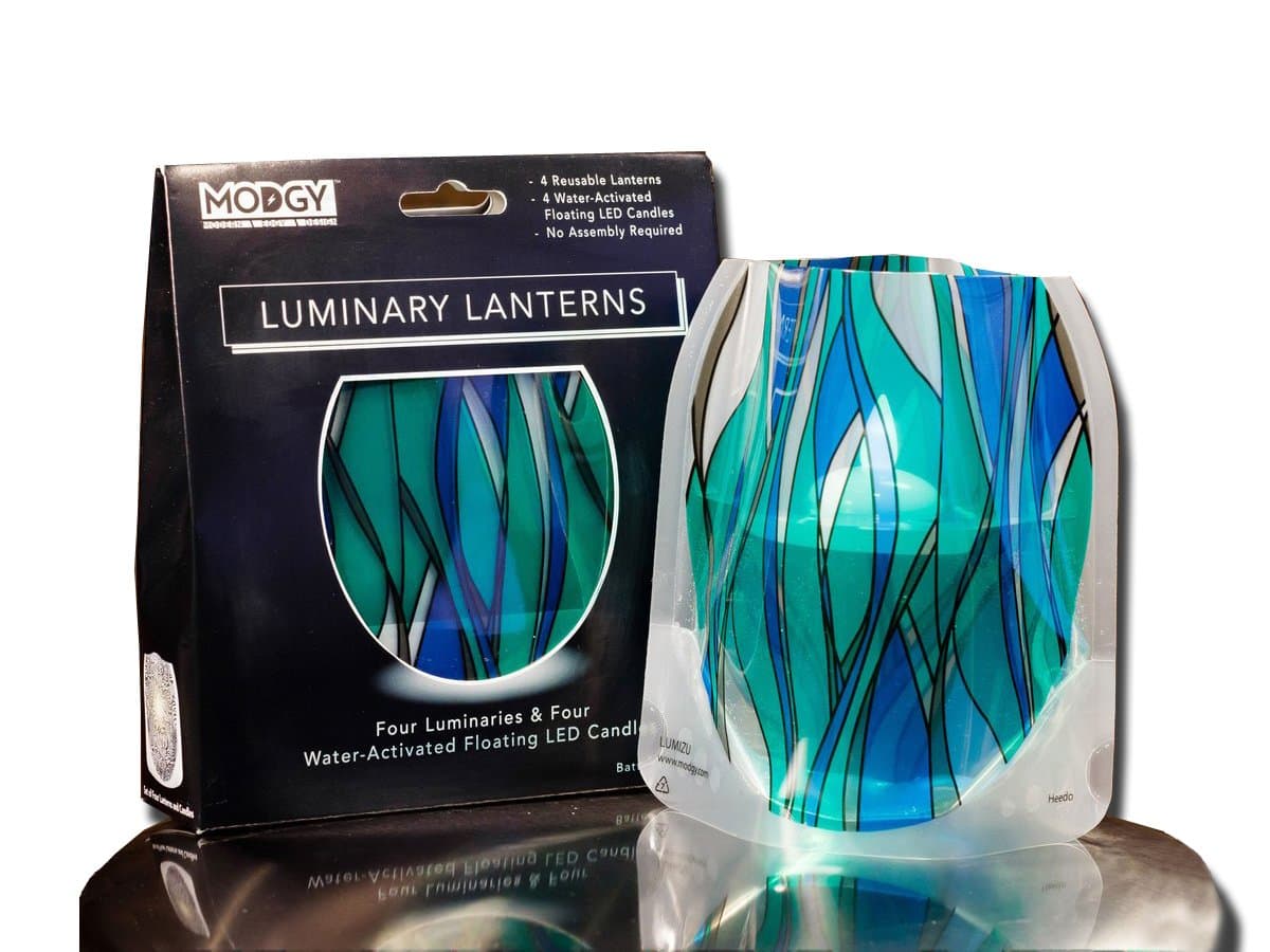 MODGY Luminary Lanterns Candle Holder Decorative Indoor Outdoor Decor, Lanterns for Wedding Centerpiece Decoration Outside Patio 4-Pack, with Flameless Floating LED Candles Heedo