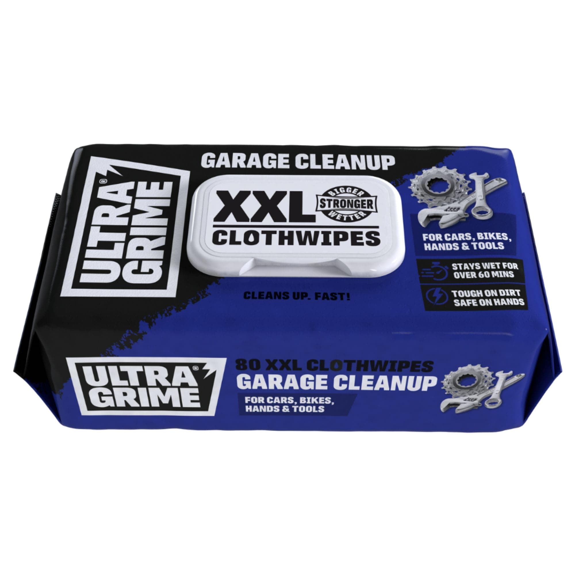 UltraGrime Garage XXL Wipes Heavy Duty 80 Thick Big Wipes - Cleaning Wipes Heavy Duty - Heavy Duty Wipes - Bike Cleaning Wipes - Car Dashboard Cleaner - Leather Cleaning Wipes - Multi Purpose Wipes