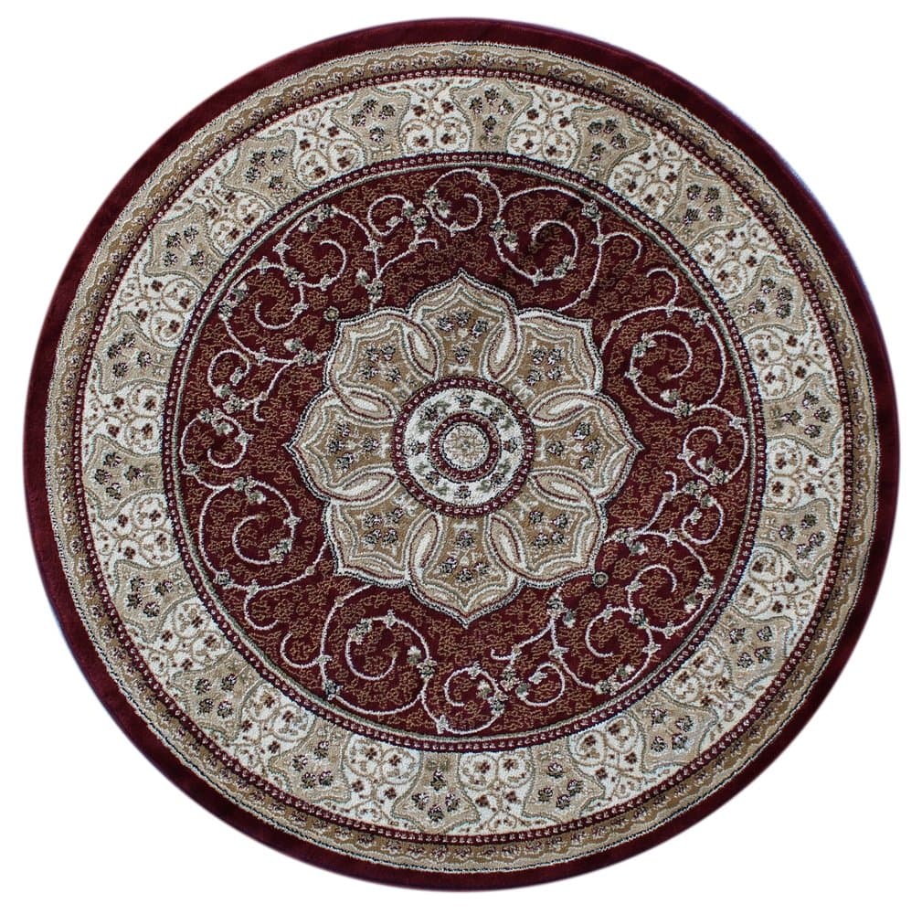 Masada Rugs, Traditional Area Rug Design 404 Burgundy (7 Feet 3 Inch x 7 Feet 3 Inch) Round
