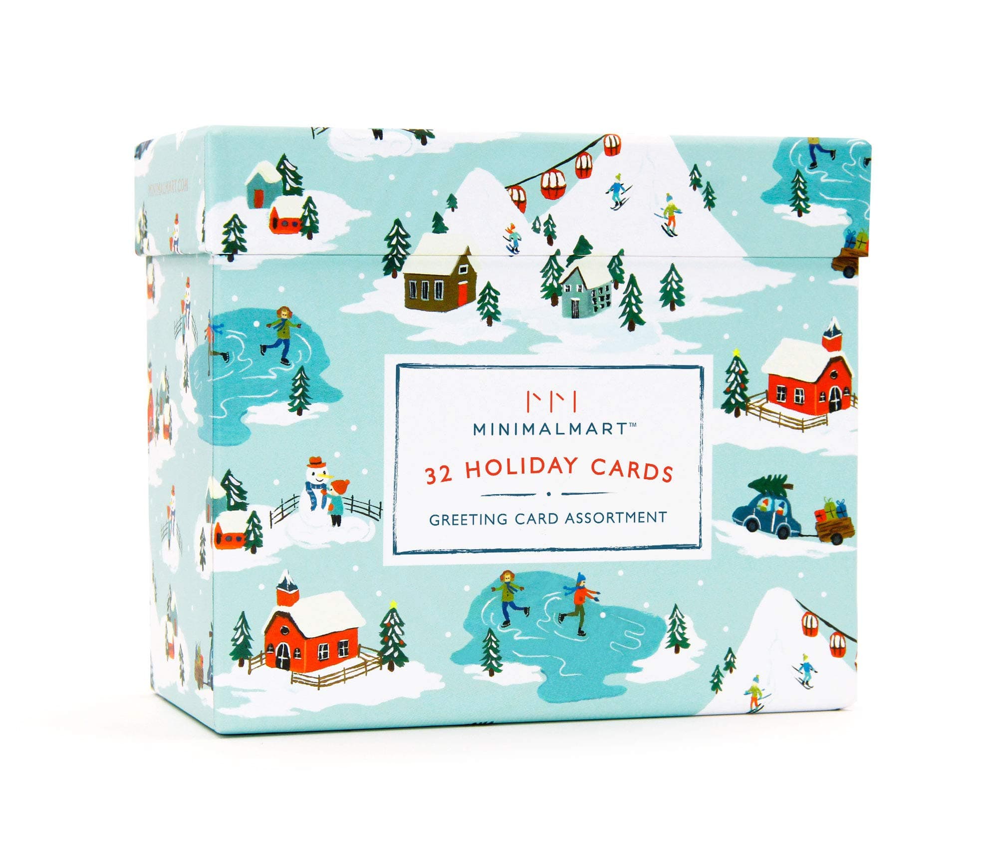 Premium CHRISTMAS Cards Box Set of 32 Assorted Premium Cards with GOLD EMBELLISHMENTS and STICKERS – Boxed Assortment Pack with Envelopes - Winter Holiday Xmas Greeting Cards