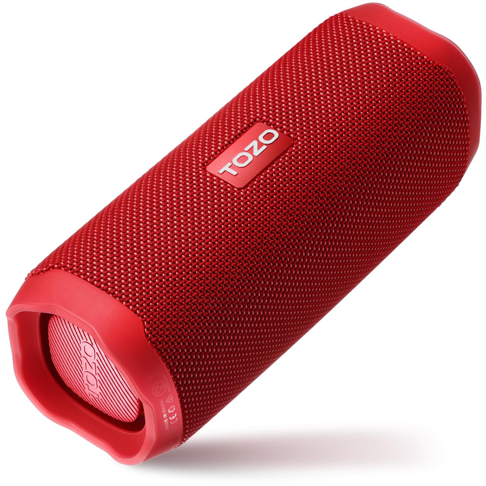 TOZO PA2 Bluetooth Speaker with Dual Drivers & Dual Bass Diaphragms, Deep Bass Loud Stereo Sound, 25H Playtime, Custom EQ App Portable Wireless Speaker for Home Outdoors Travel, Red