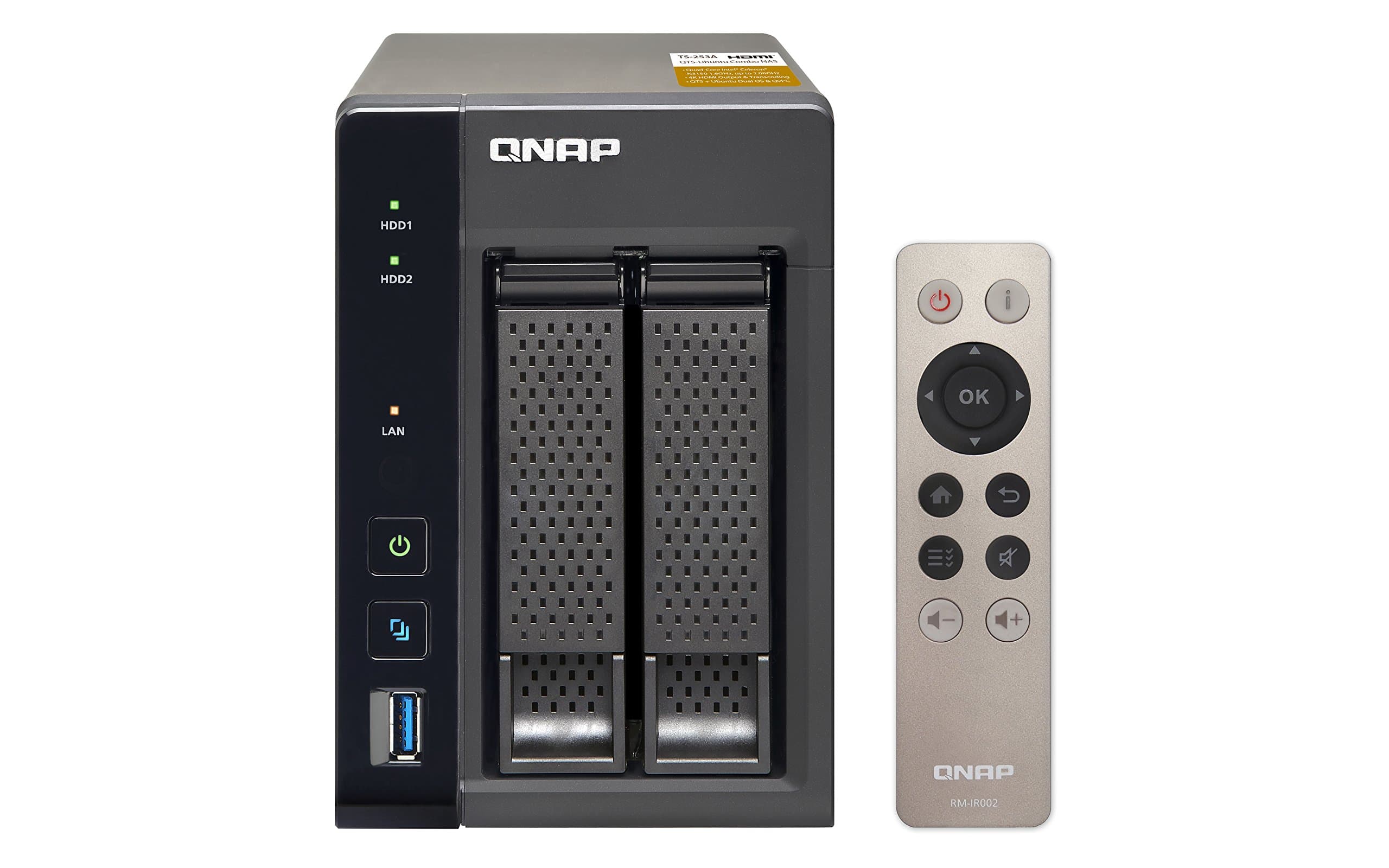 QNAP TS-253A-4G 2 Bay NAS Enclosure with 4GB RAM - Black (GDPR Compliant)
