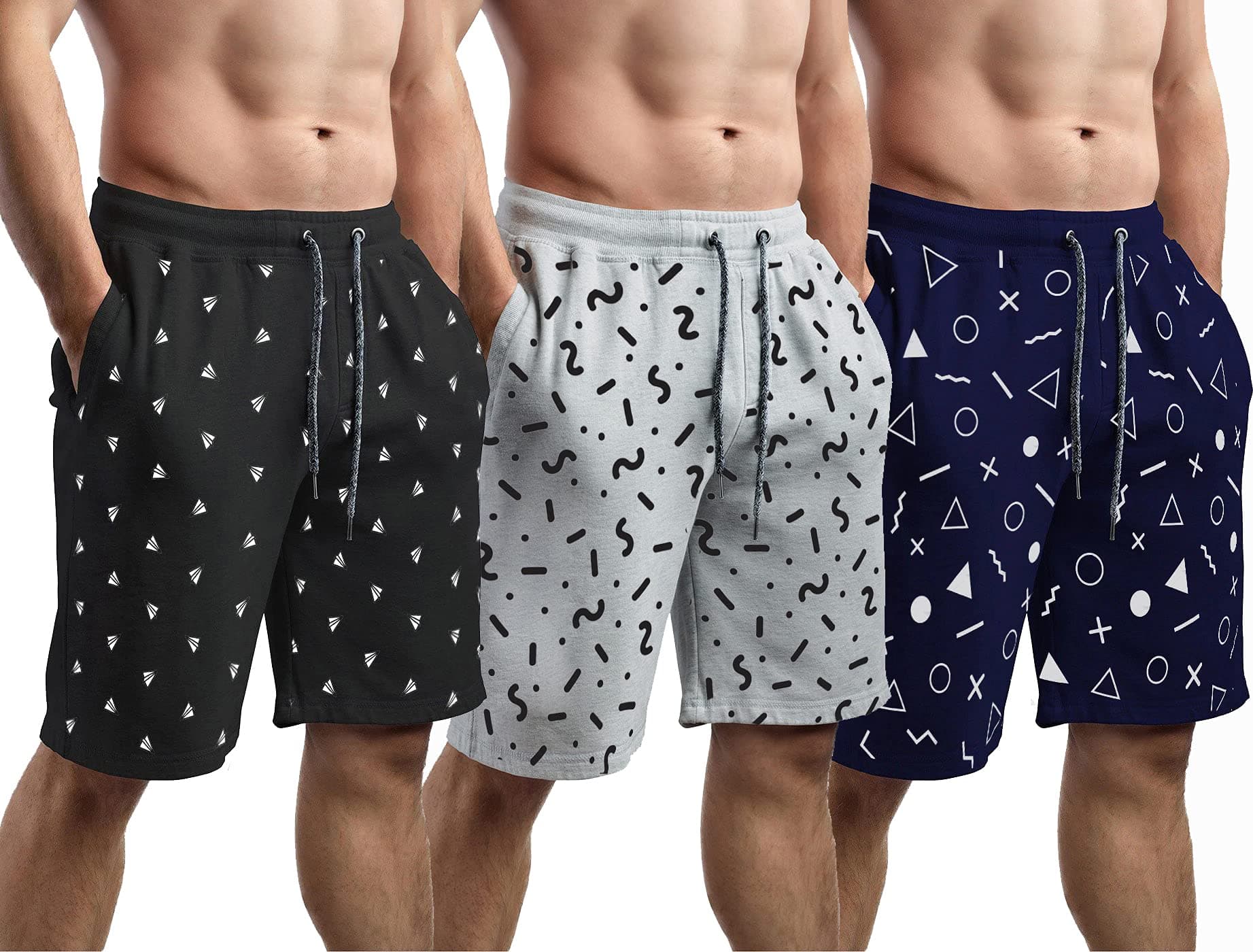 Stylish Men's Cotton Shorts (Pack of 3) – Multicolored, Lightweight, Breathable, Casual Summer Lounge, Gym, Athletic, Workout, Beach & Travel Shorts for Men