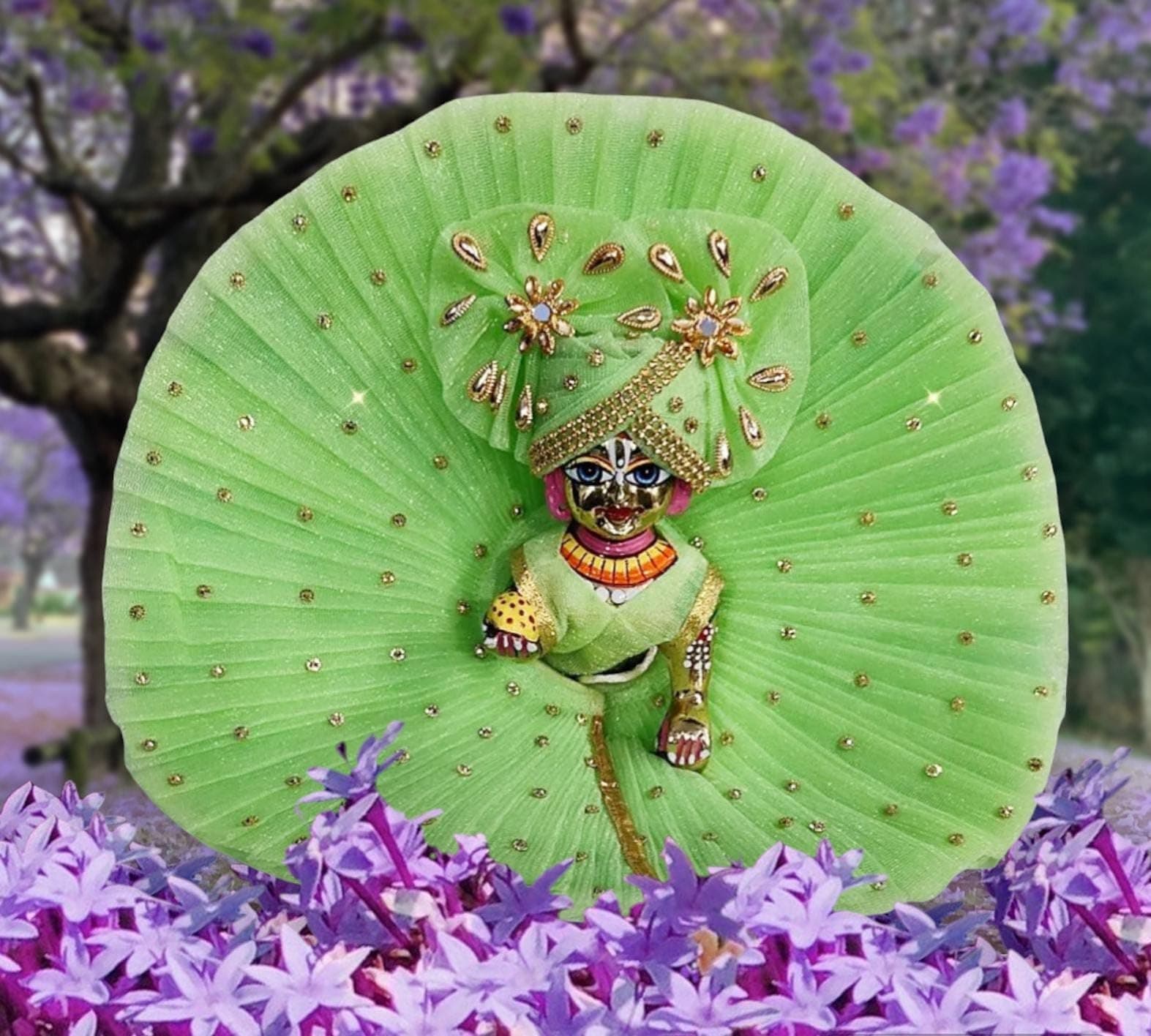 Partish Laddu Gopal Dress with Pagdi and Patka l Ladoo Gopal Dress l Kanha Ji Dress Size 1 2 4 5 6 (Plane Green, Size 2)