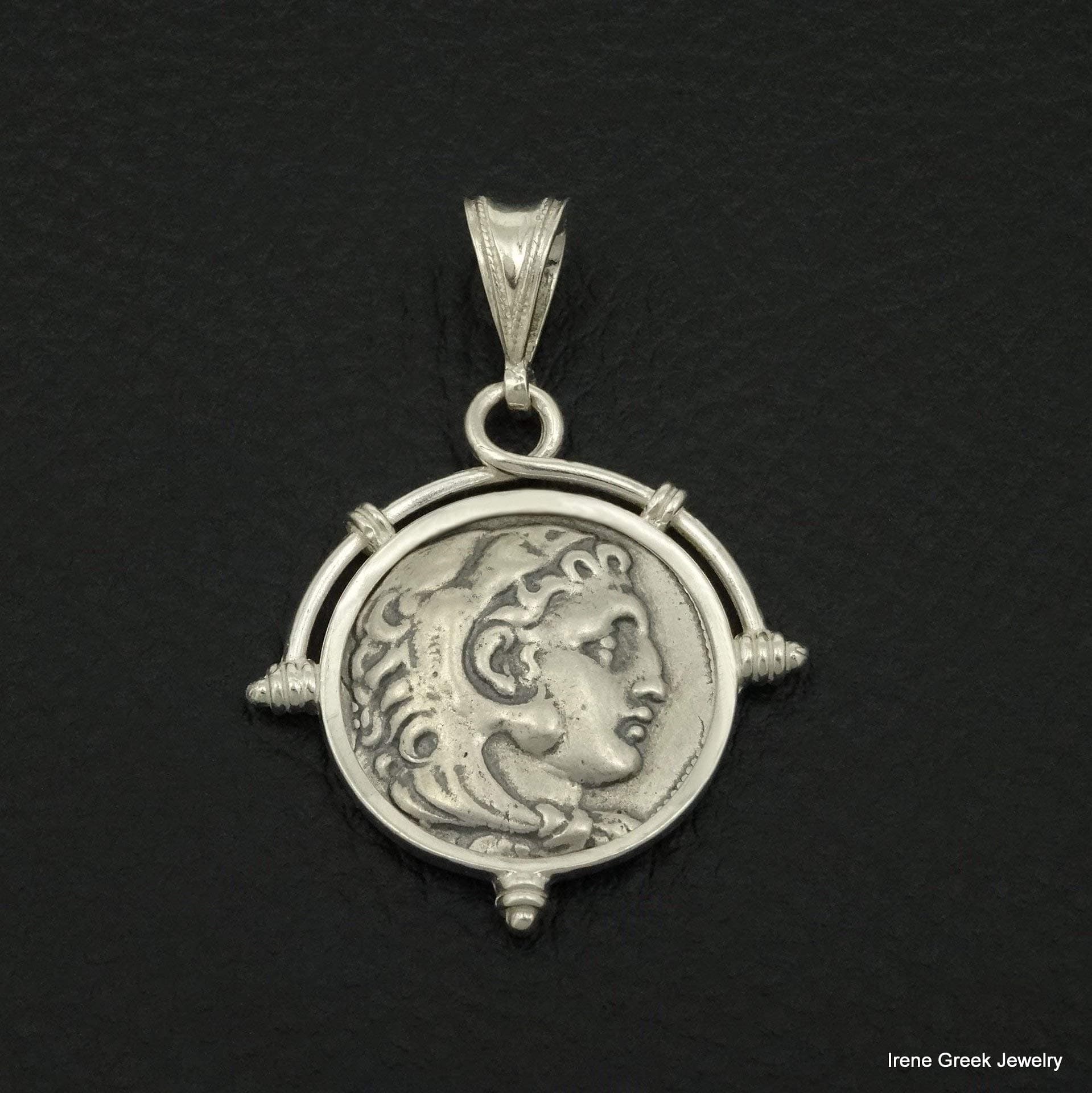 Alexander The Great Coin Pendant 925 Sterling Silver Grek Art Handmade