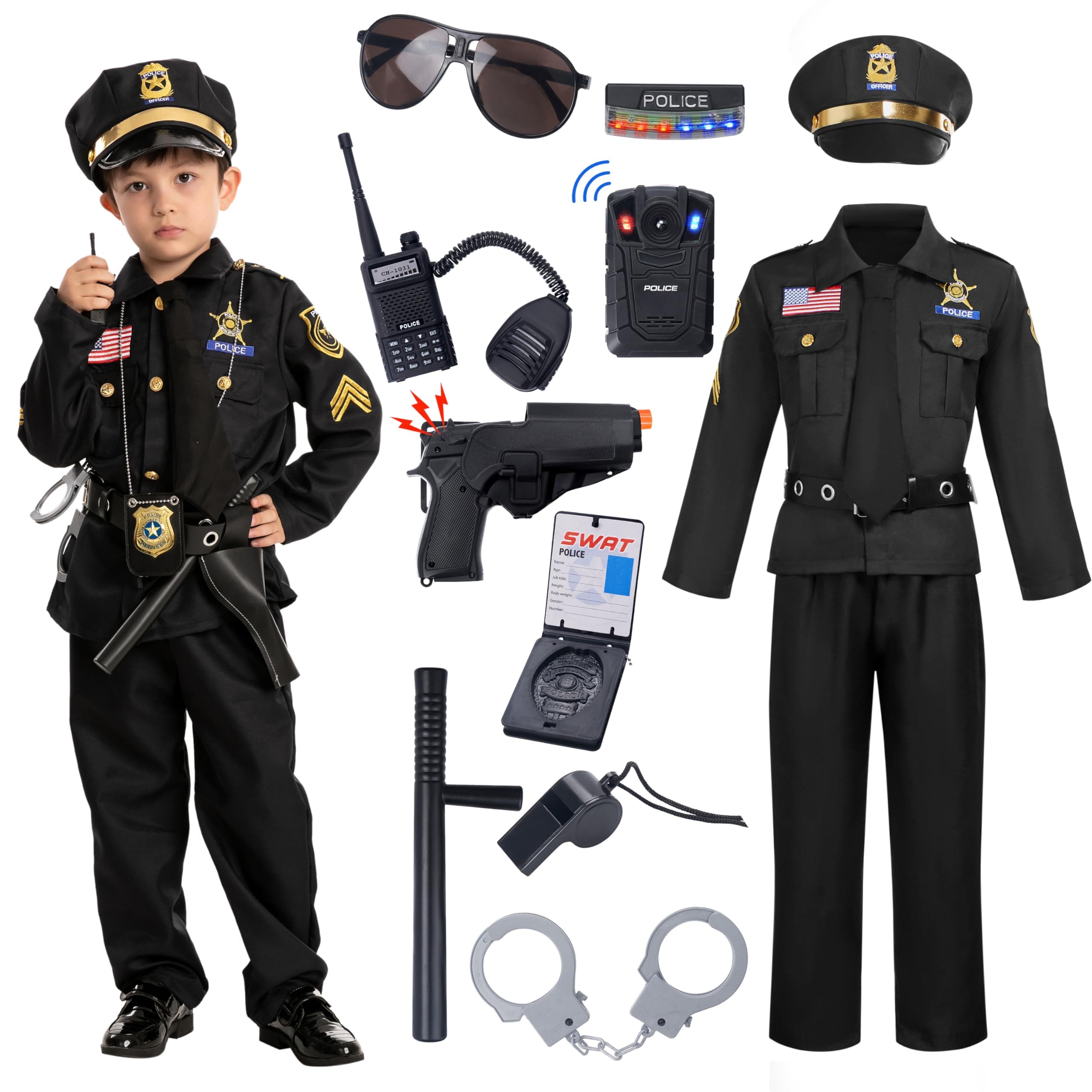 Spooktacular Creations 14PCS Halloween Police Costume for Kids, Police Office...